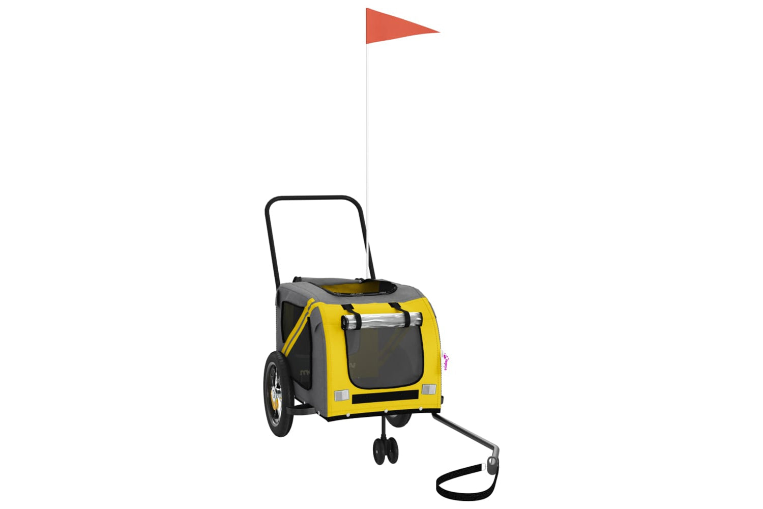 Vidaxl 93889 Pet Bike Trailer Yellow And Black Oxford Fabric And Iron-2
