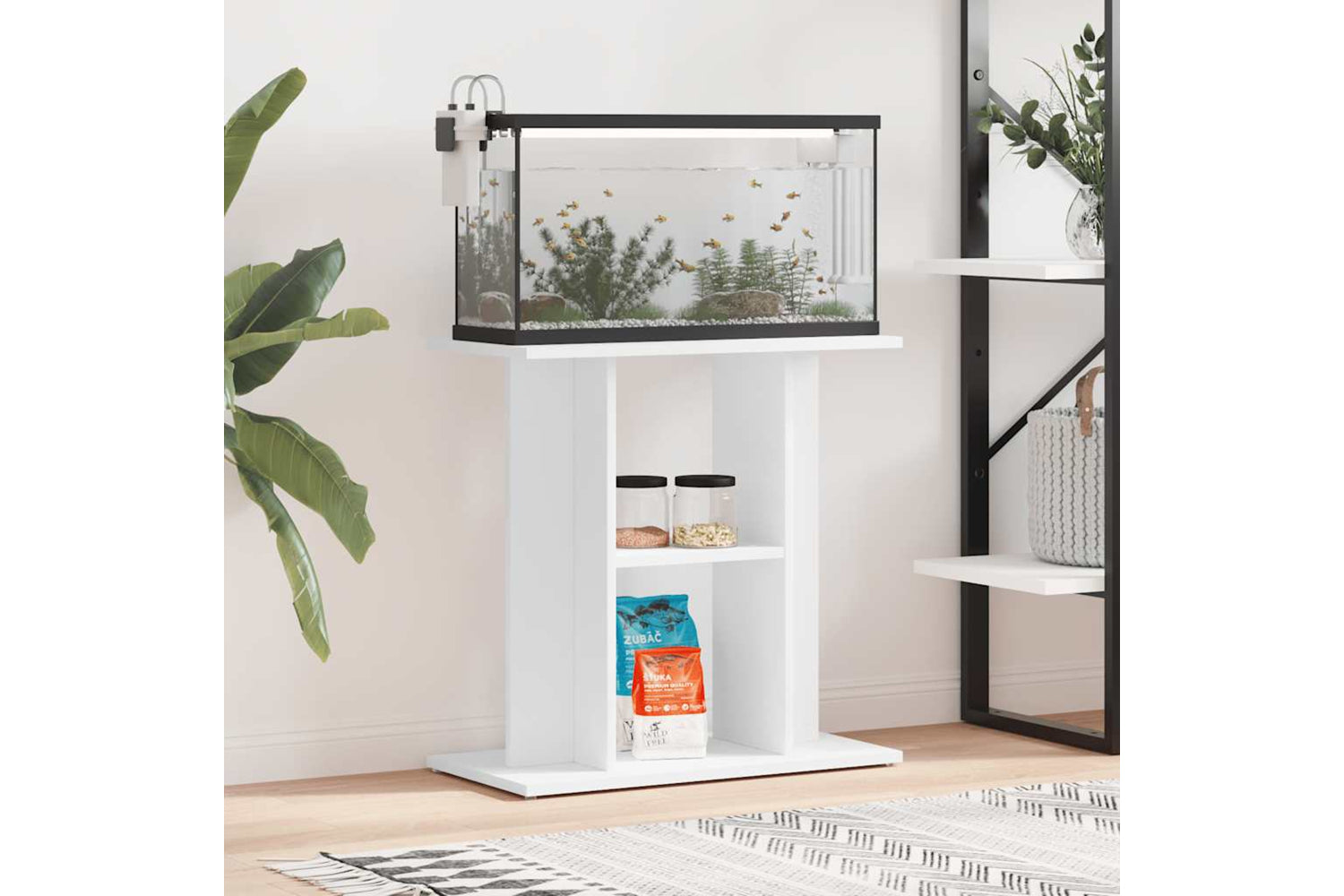 vidaXL 833567 Aquarium Stand White 60x30x60cm Engineered Wood-2