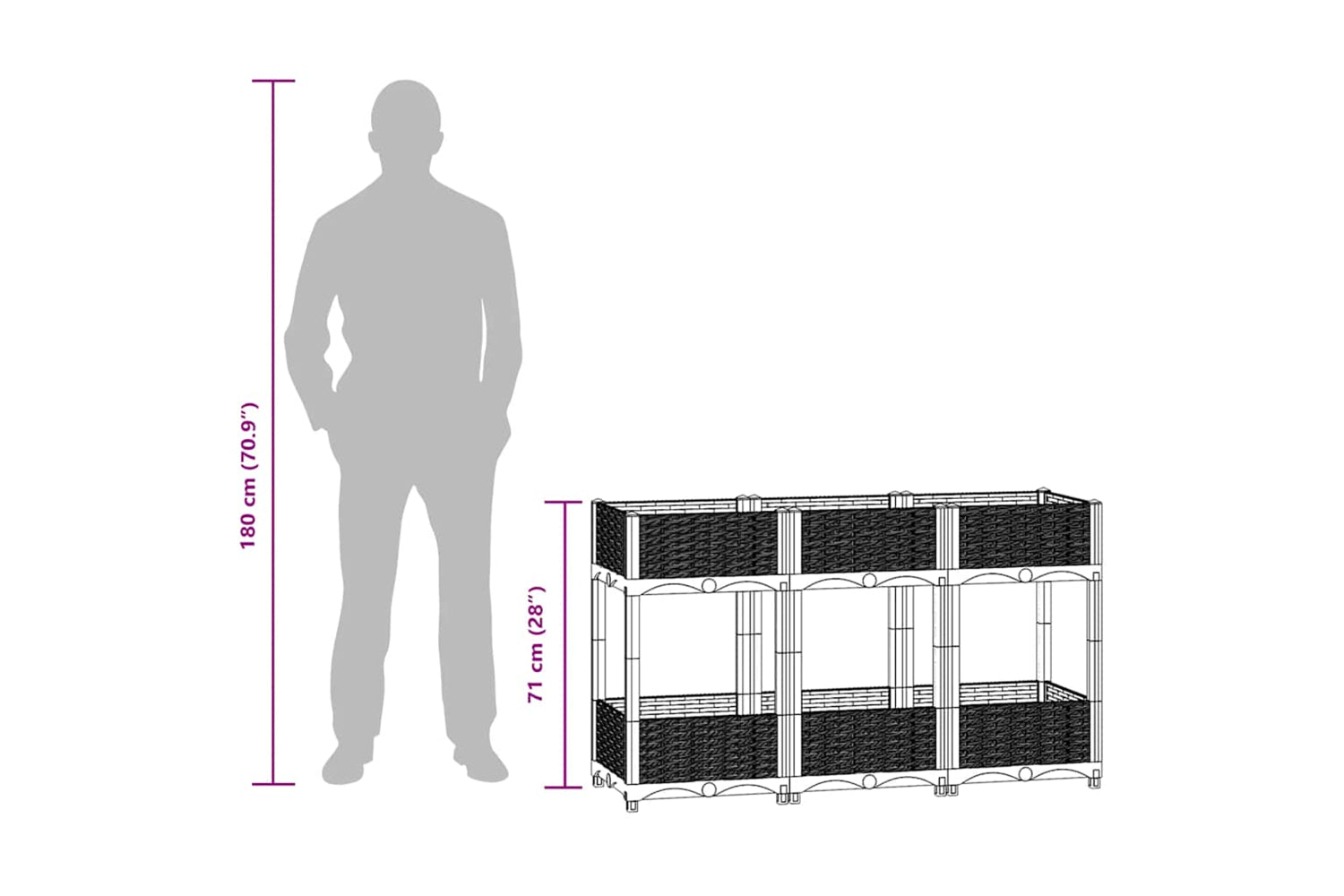 vidaXL 153299 Raised Bed 120x40x71cm Polypropylene-8