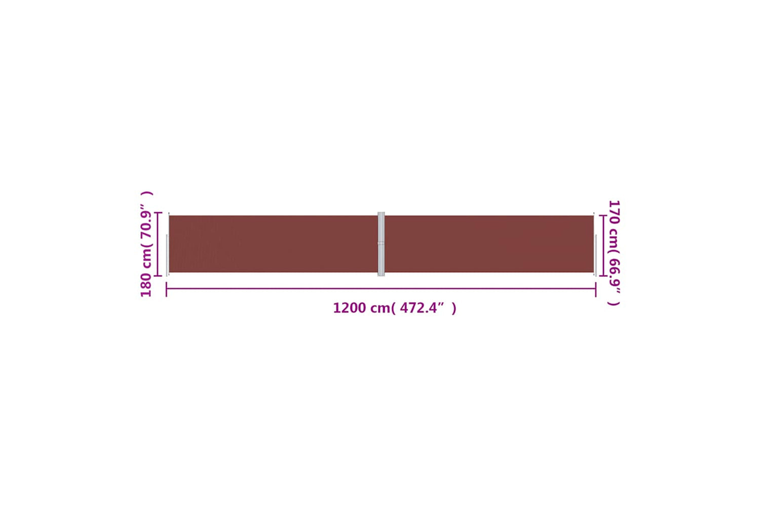vidaXL 318075 Retractable Side Awning Brown 180x1200cm-7