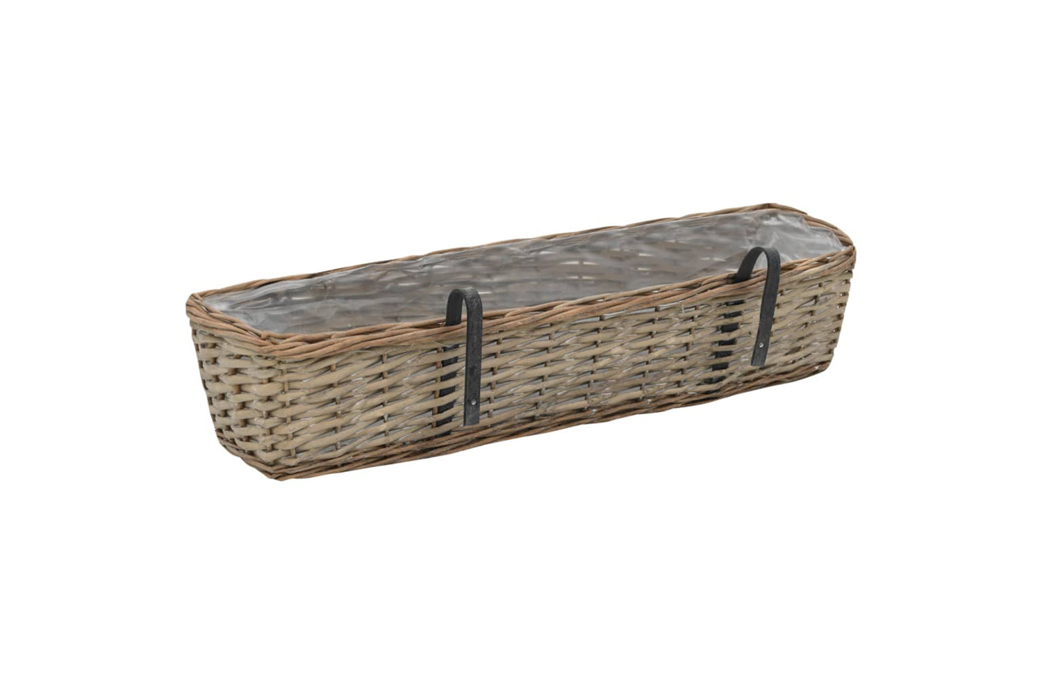 vidaXL 287642 Balcony Planter 2 Pcs Wicker With Pe Lining 80cm-4