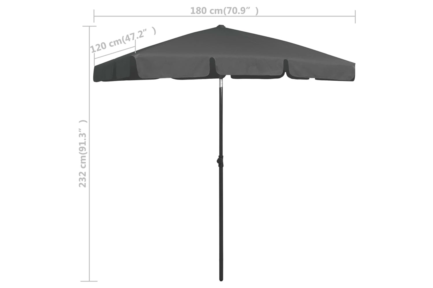 vidaXL 314721 Beach Umbrella Anthracite 180x120cm-8