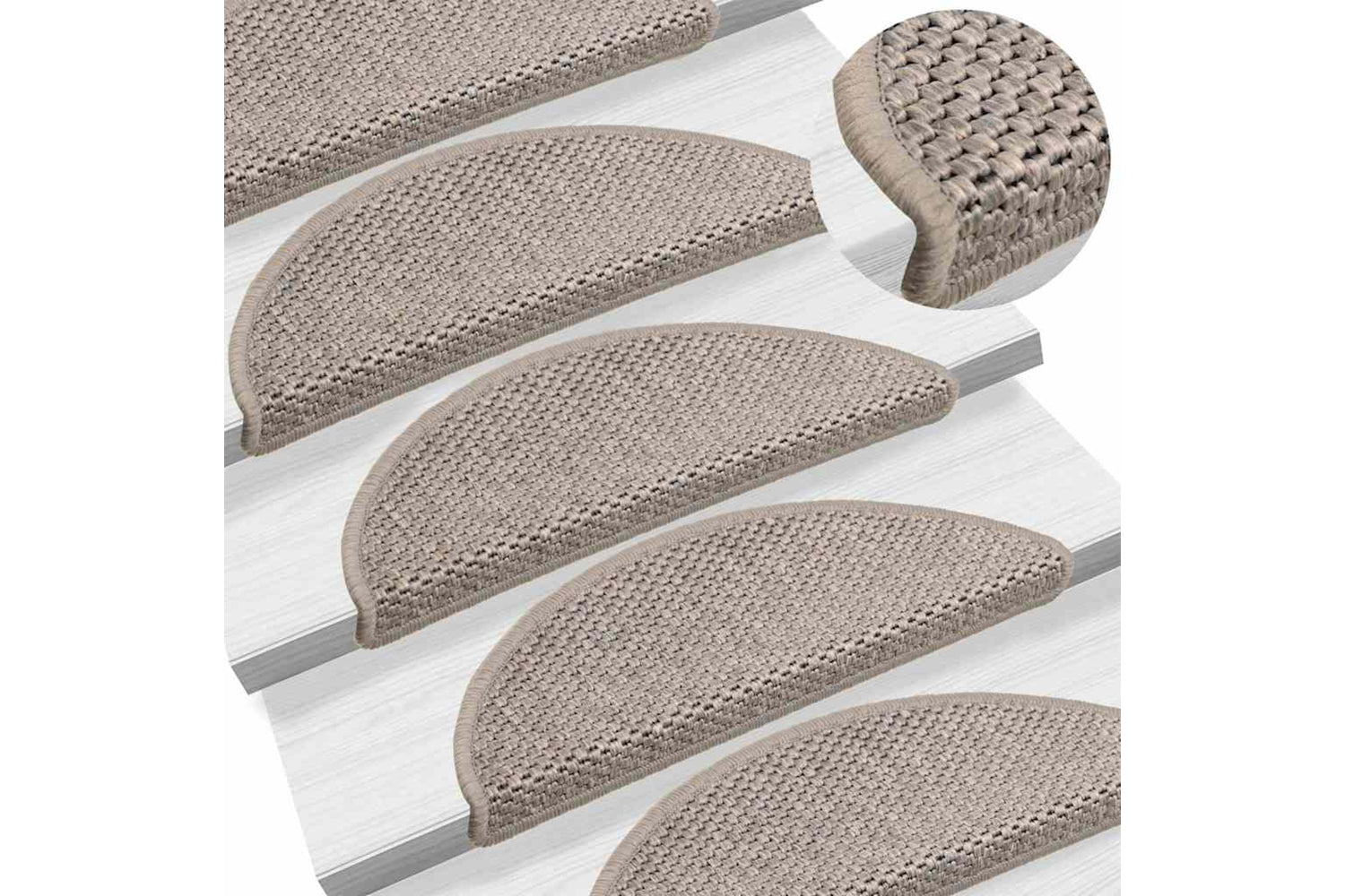 Vidaxl Stair Mats Self-adhesive Sisal-look 15 Pcs 56x17x3 Cm Silver-6