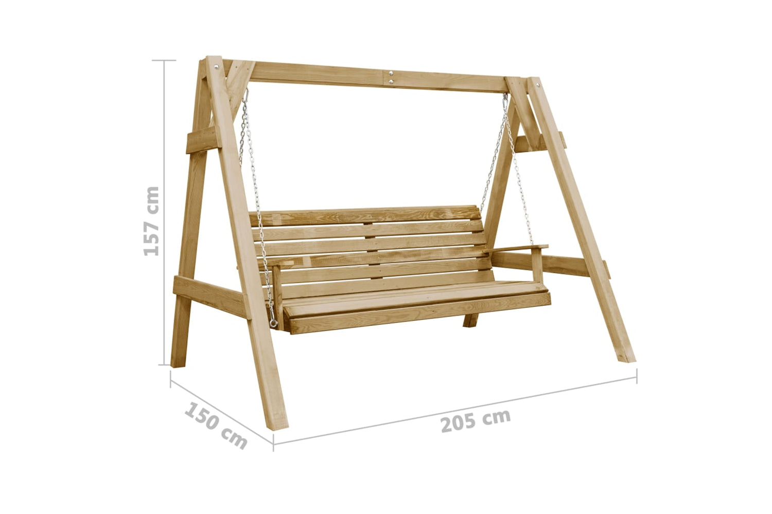 vidaXL Garden Swing Bench Impregnated Pinewood 205x150x157cm-5