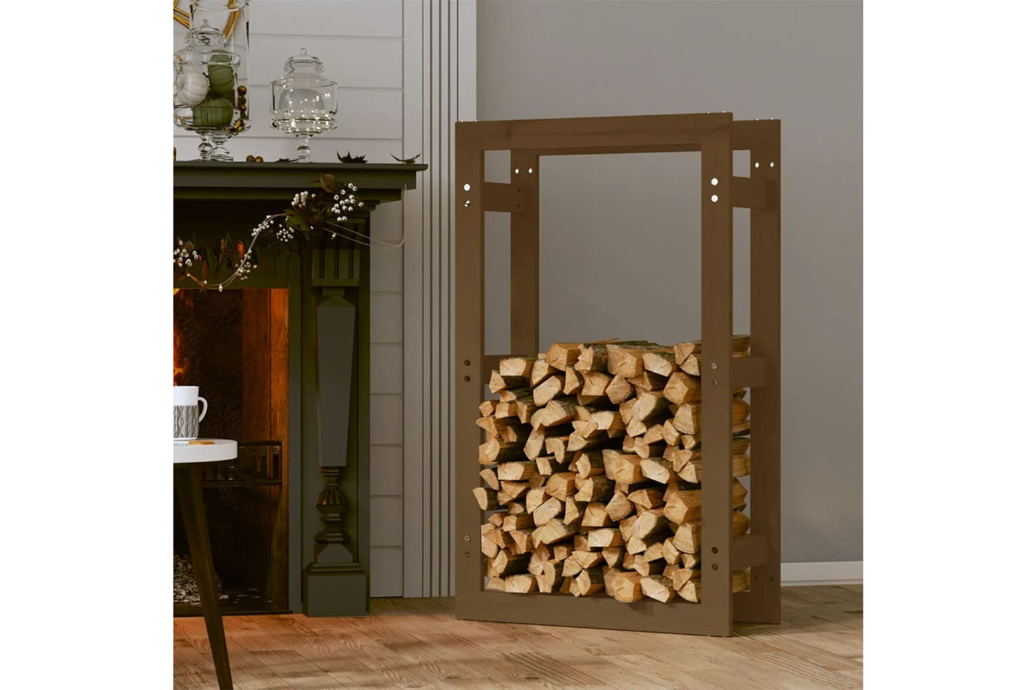 vidaXL 822415 Firewood Rack Honey Brown 60x25x100cm Solid Wood Pine-2