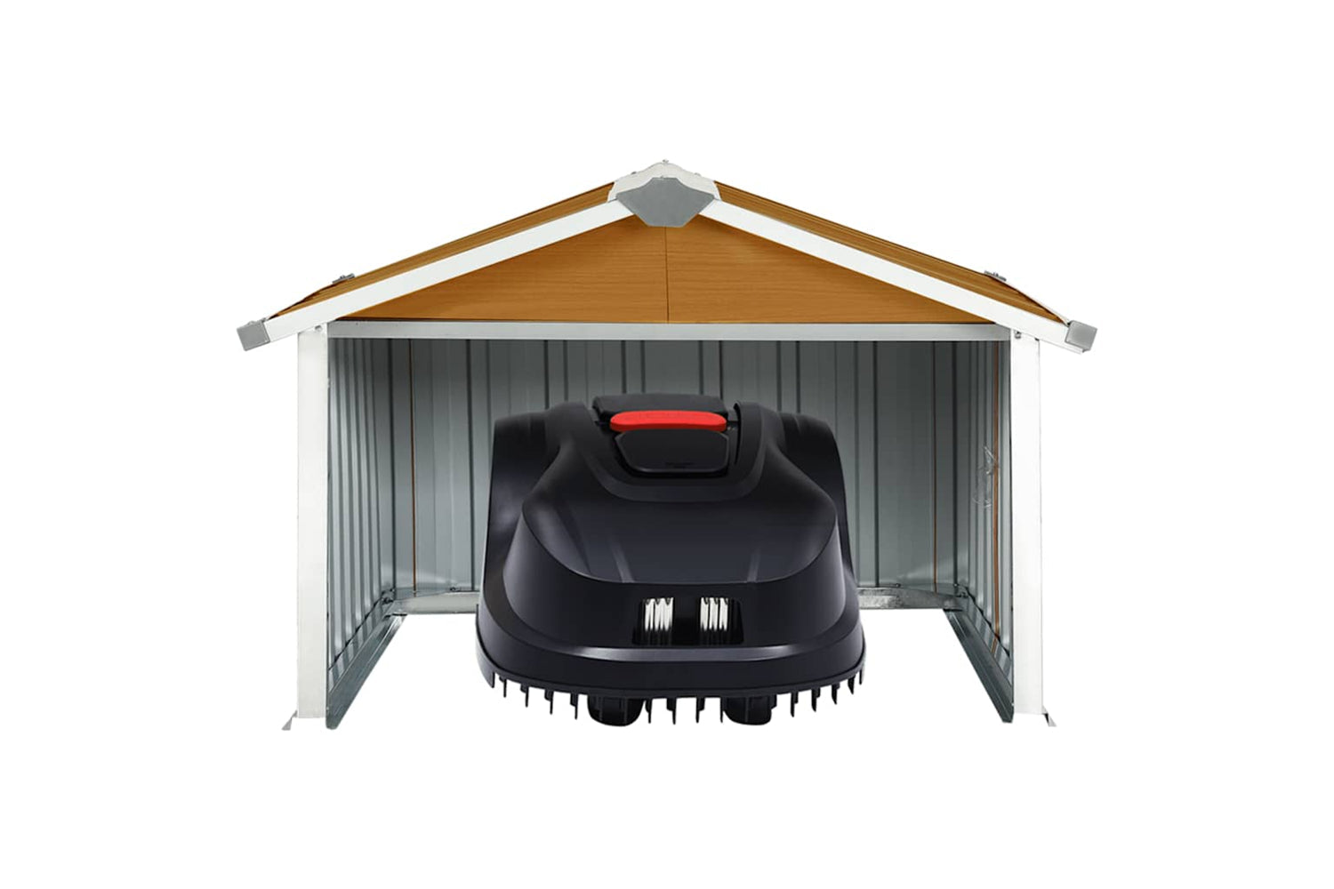 vidaXL 150910 Garden Robot Lawnmower Shed 92x97x63cm Galvanised Steel Brown-2
