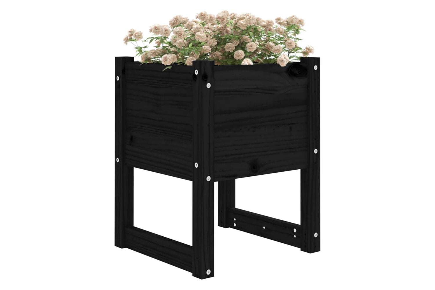 vidaXL 822116 Planters 2 Pcs Black 40x40x52.5cm Solid Wood Pine-2
