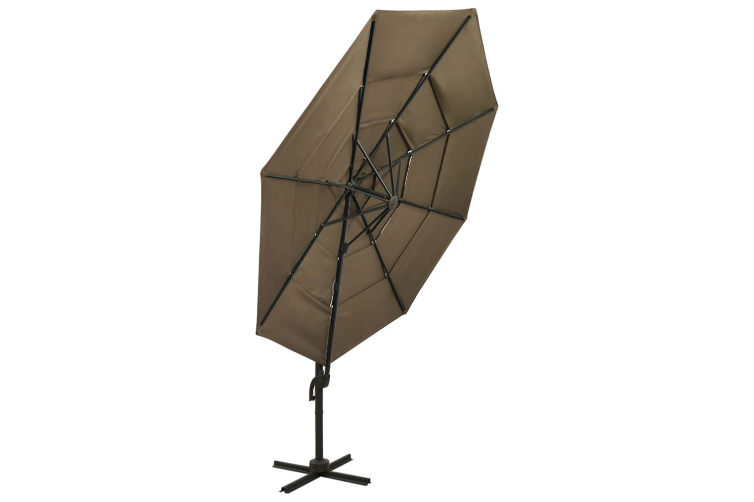 Vidaxl 313831 4-tier Parasol With Aluminium Pole Taupe 3x3 M-3