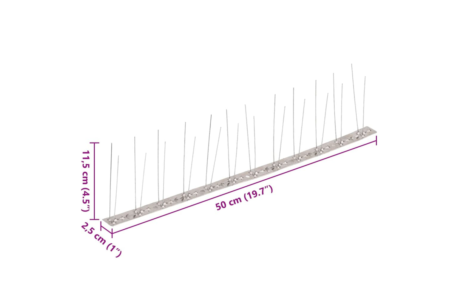 Vidaxl 149130 2-row Stainless Steel Bird & Pigeon Spikes Set Of 20 10 M-7