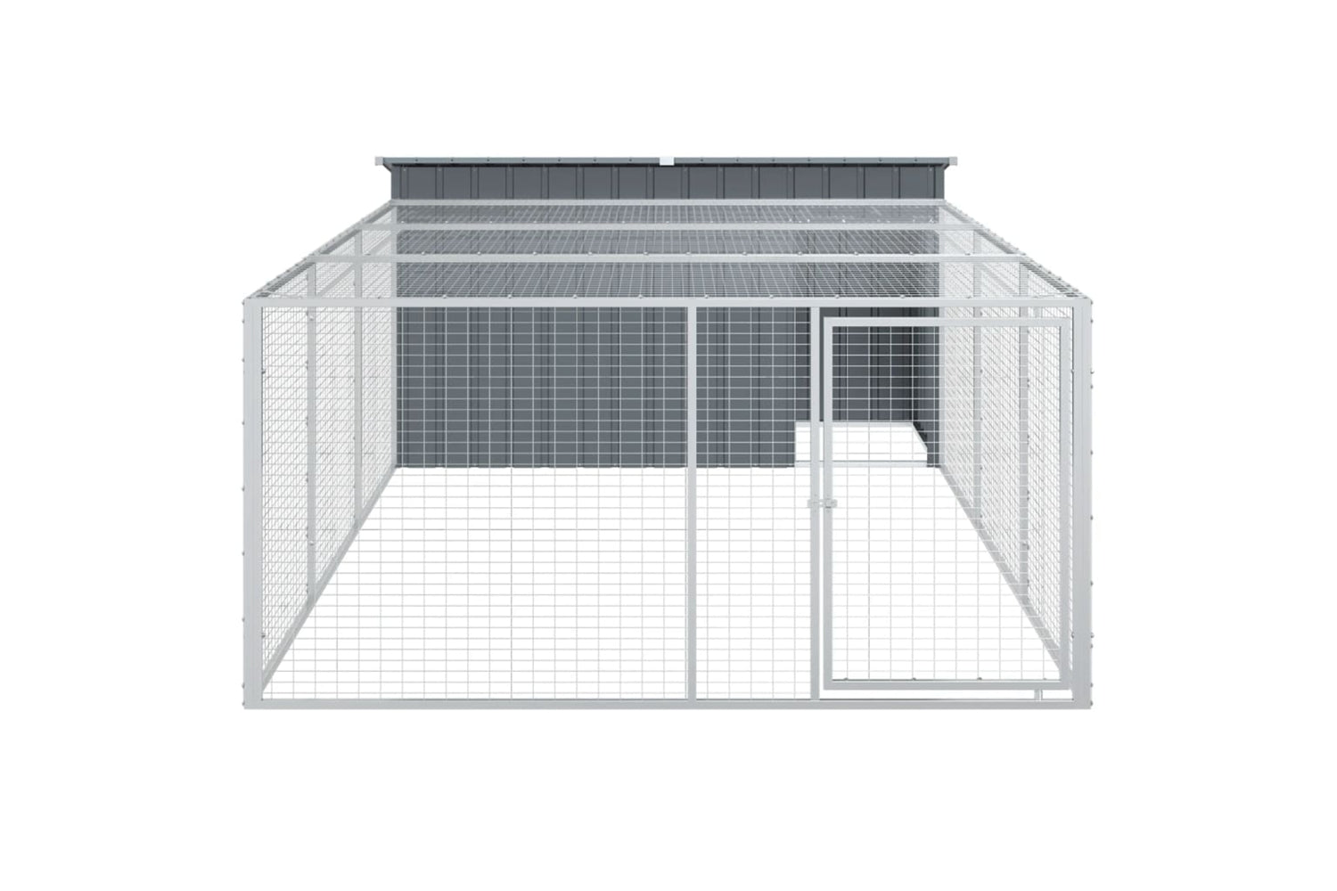 vidaXL 3214225 Dog House With Run Anthracite 197x396x110cm Galvanised Steel-4