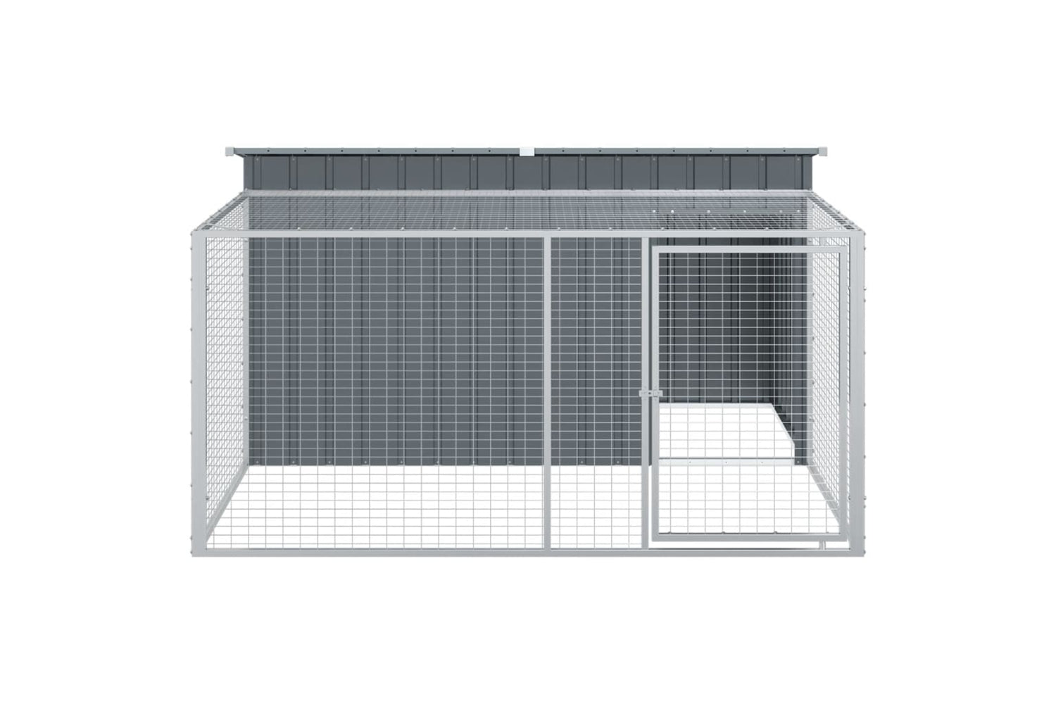 vidaXL 3214224 Dog House With Run Anthracite 197x194x110cm Galvanised Steel-4