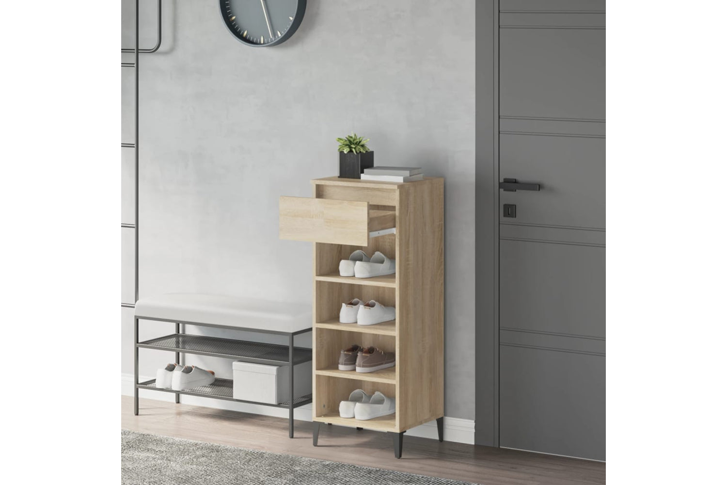 vidaXL 819783 Shoe Rack Sonoma Oak 40x36x105cm Engineered Wood-2