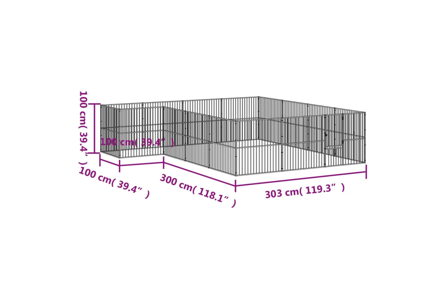 Vidaxl 3209559 Dog Playpen 16 Panels Black Galvanised Steel-8