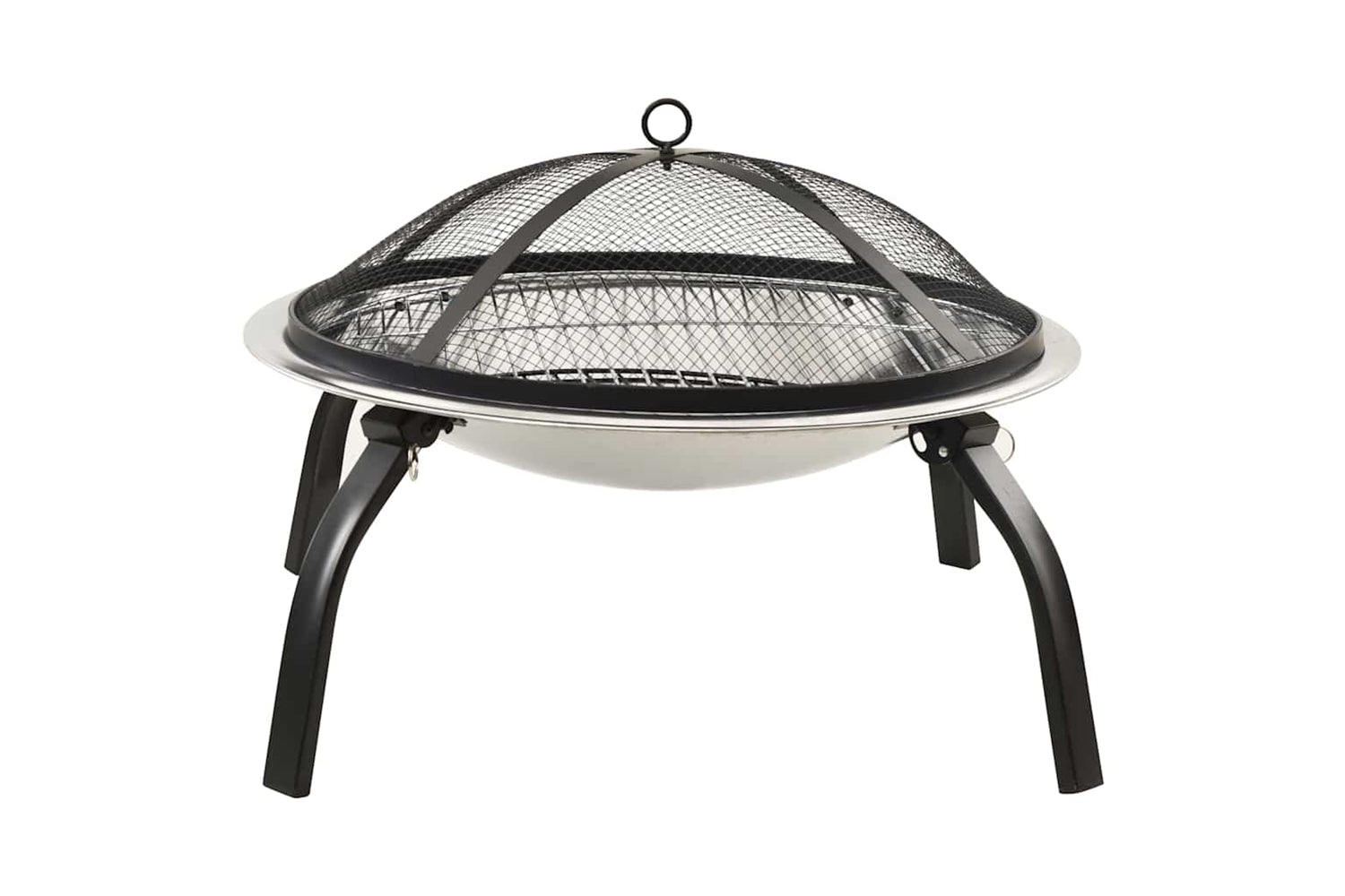 Vidaxl 2-in-1 Fire Pit And Bbq With Poker 56x56x49 Cm Stainless Steel-3