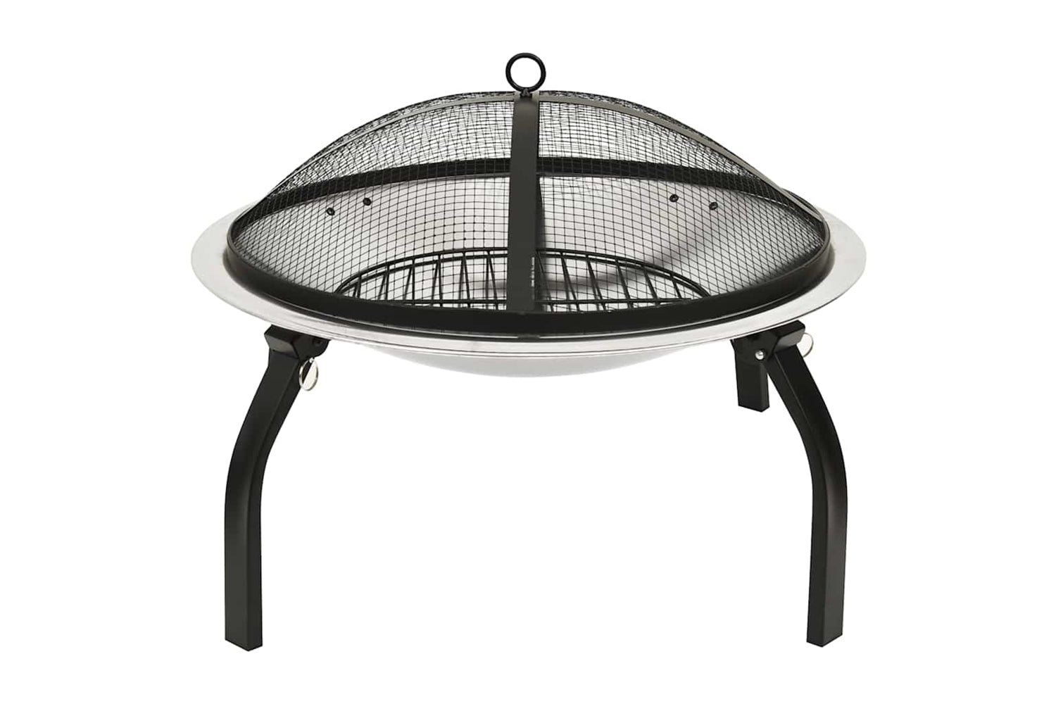 Vidaxl 2-in-1 Fire Pit And Bbq With Poker 56x56x49 Cm Stainless Steel-2