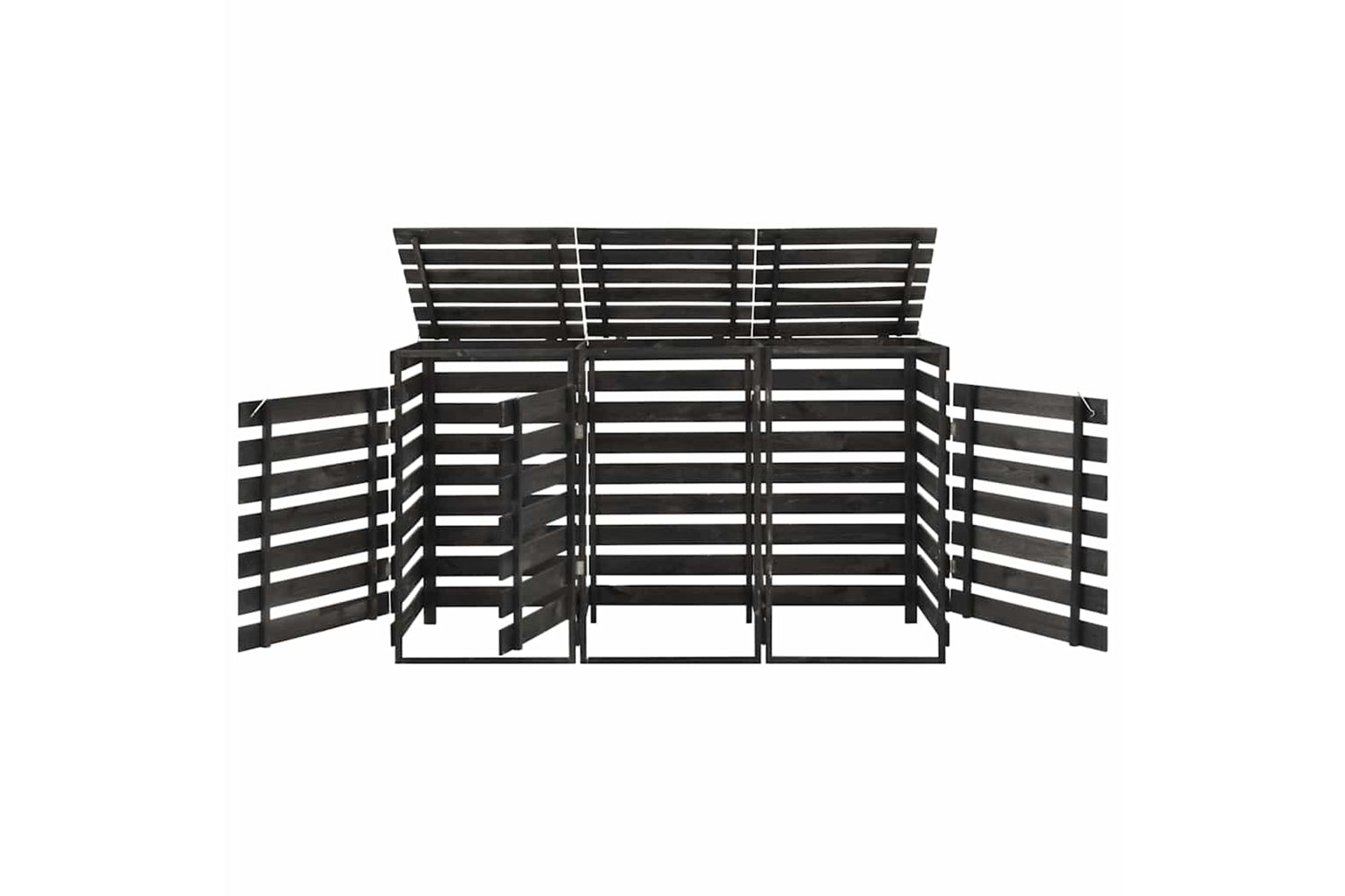 vidaXL 315412 Triple Wheelie Bin Shed 210x75x121cm Painted Solid Pinewood-5