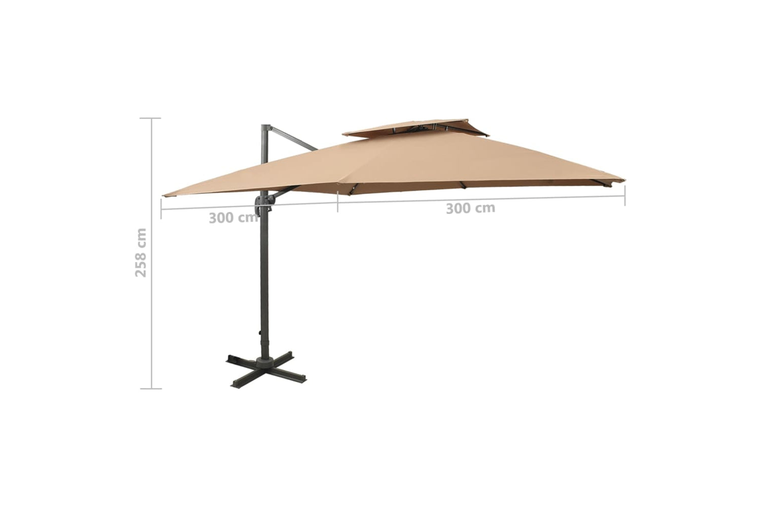 vidaXL 312374 Cantilever Umbrella With Double Top 300x300cm Taupe-9