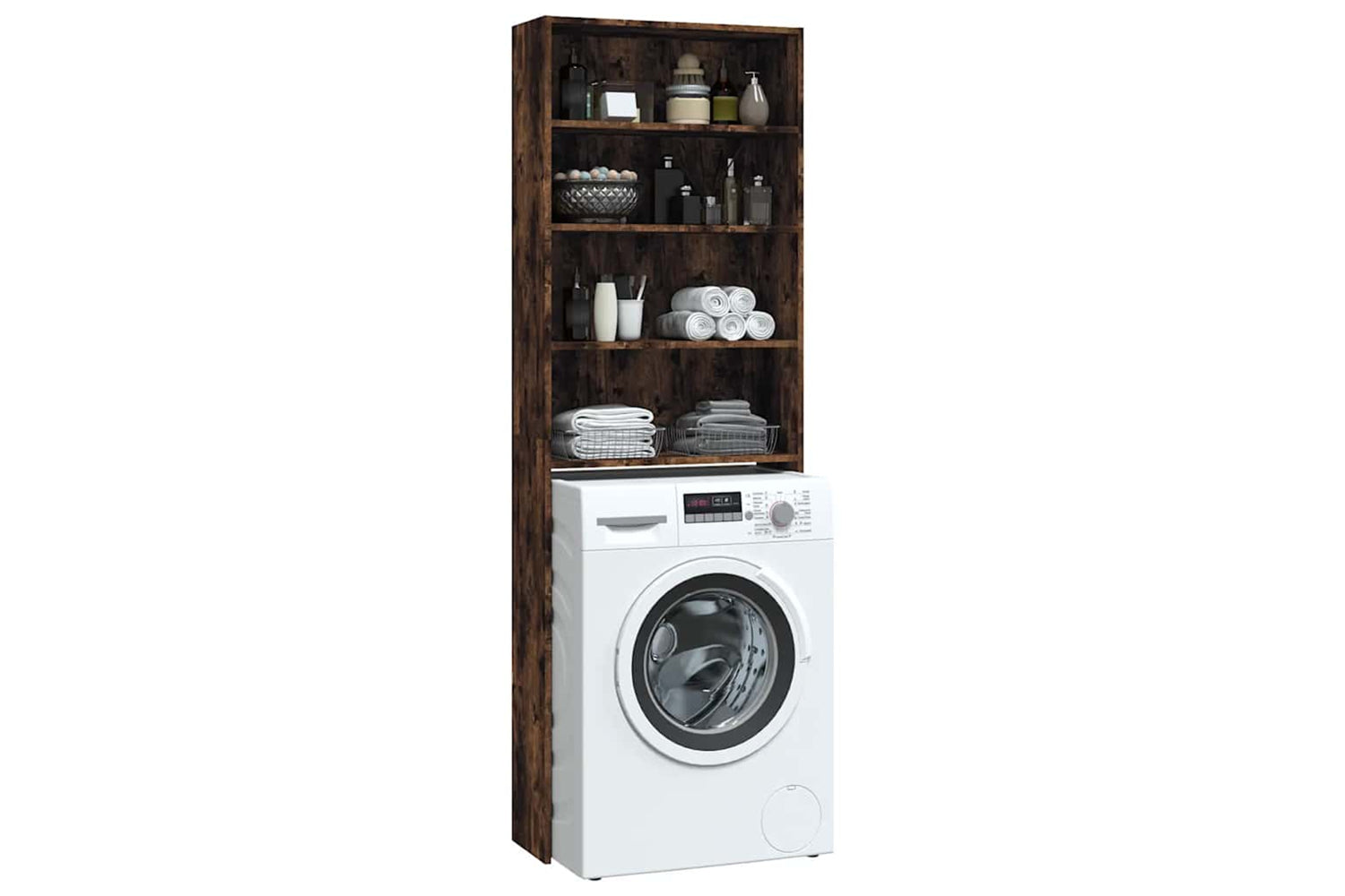 vidaXL 815951 Washing Machine Cabinet Smoked Oak 64x24x190cm-3