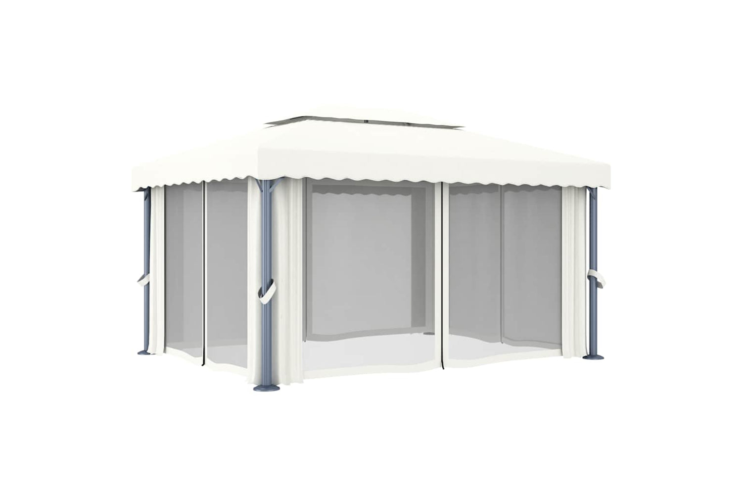 Vidaxl Gazebo With Curtain&led String Lights 4x3 M Cream White-5