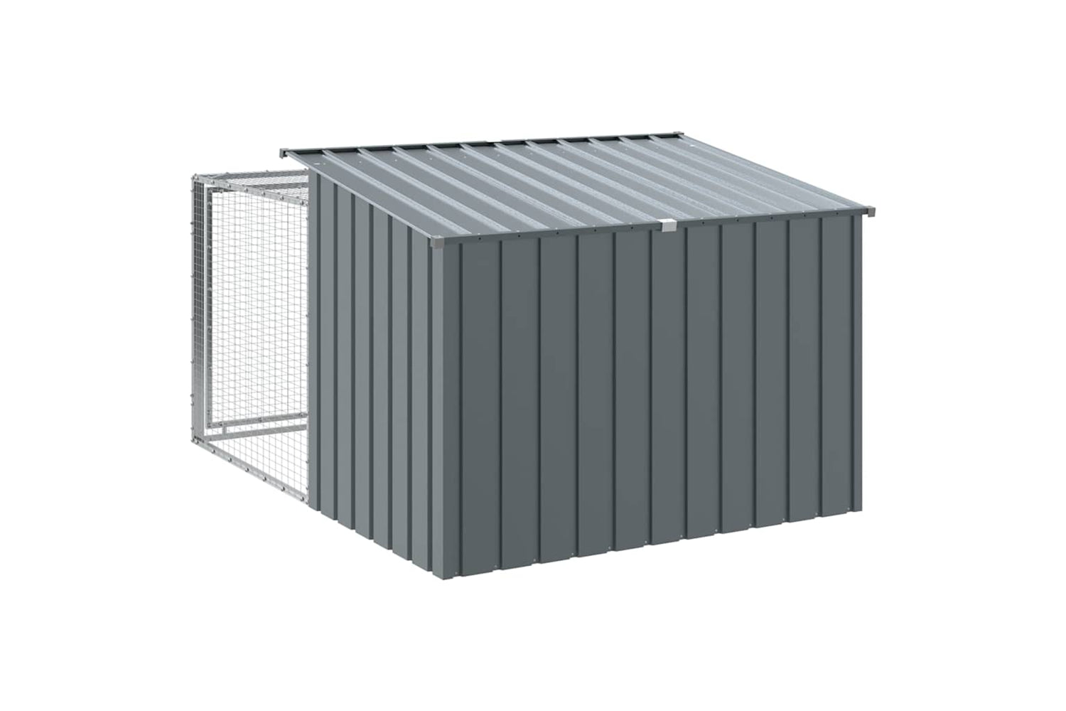 Vidaxl Dog House With Run Anthracite 153x194x110 Cm Galvanised Steel-6