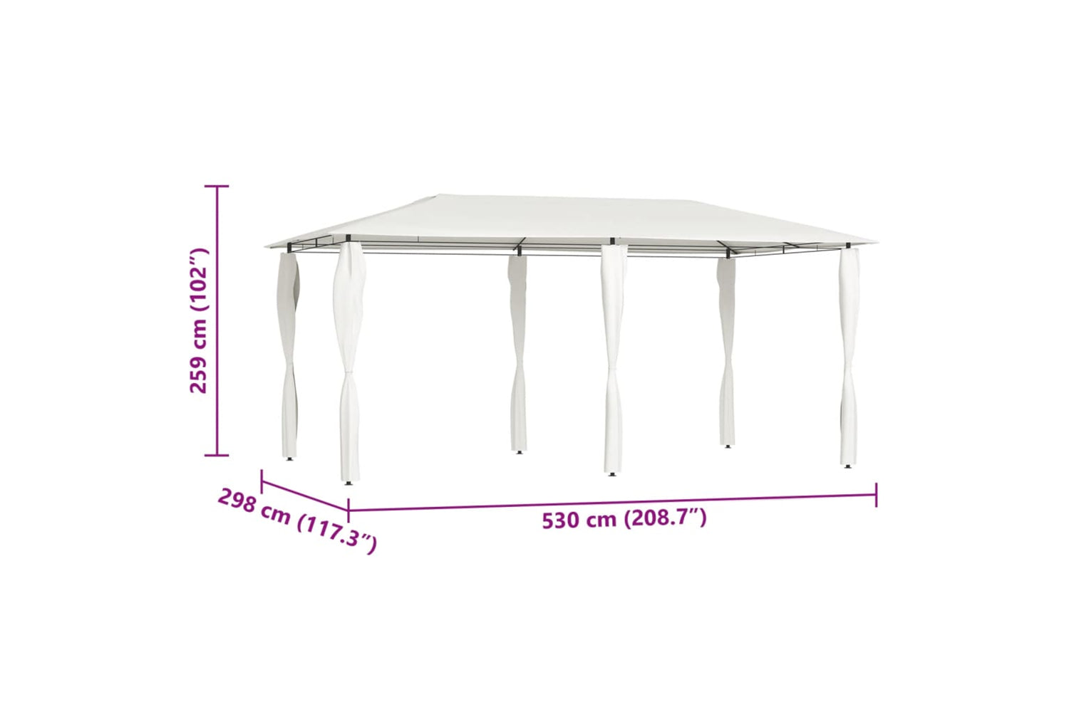 Vidaxl Gazebo With Post Covers 2.98x5.3x2.59 M Cream 160 G/mÂ²-4
