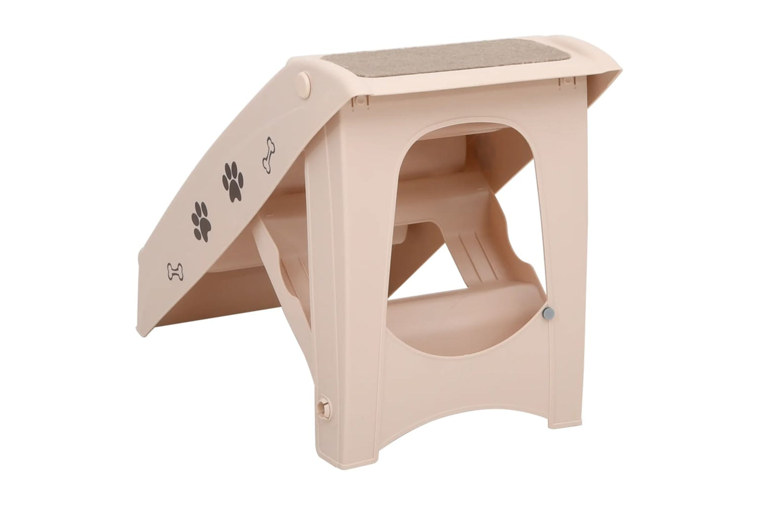 vidaXL 170984 Folding Dog Stairs Cream 62x40x49.5cm-4
