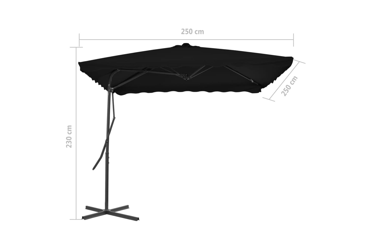 vidaXL 312516 Outdoor Parasol With Steel Pole Black 250x250x230cm-6