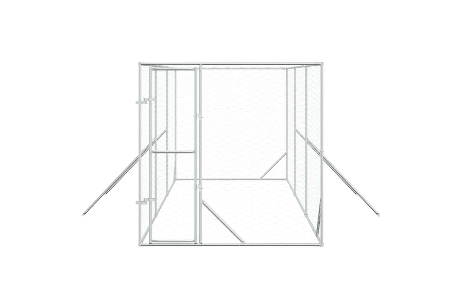 Vidaxl 3190452 Outdoor Dog Kennel Silver 2x6x2 M Galvanised Steel-3
