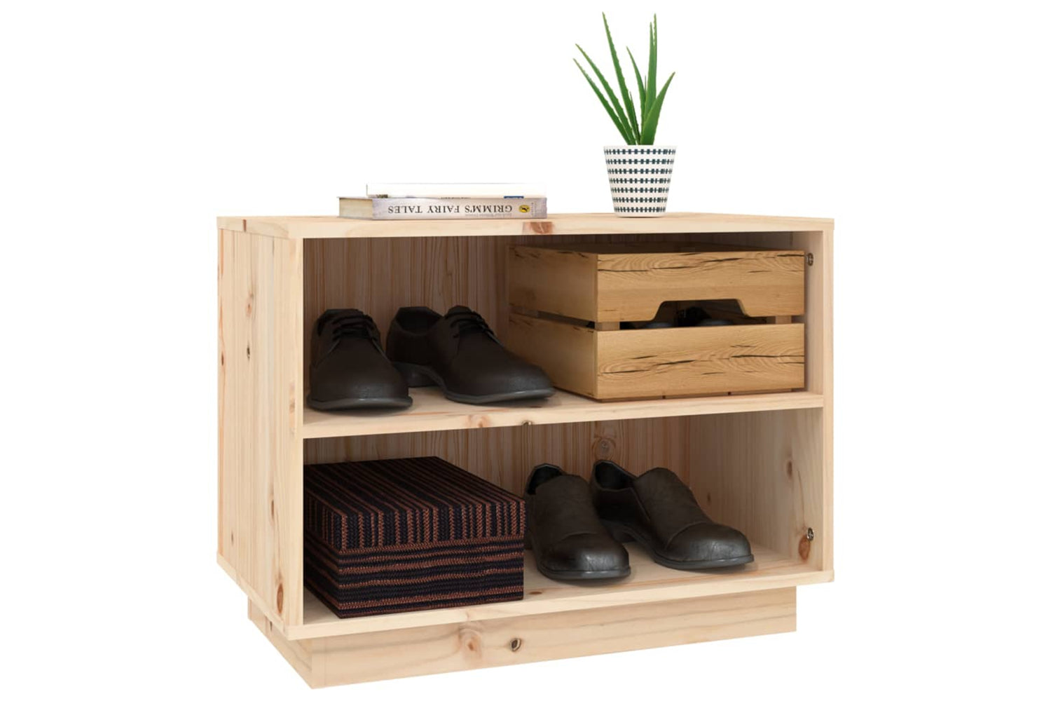 vidaXL 813545 Shoe Cabinet 60x34x45cm Solid Wood Pine-3