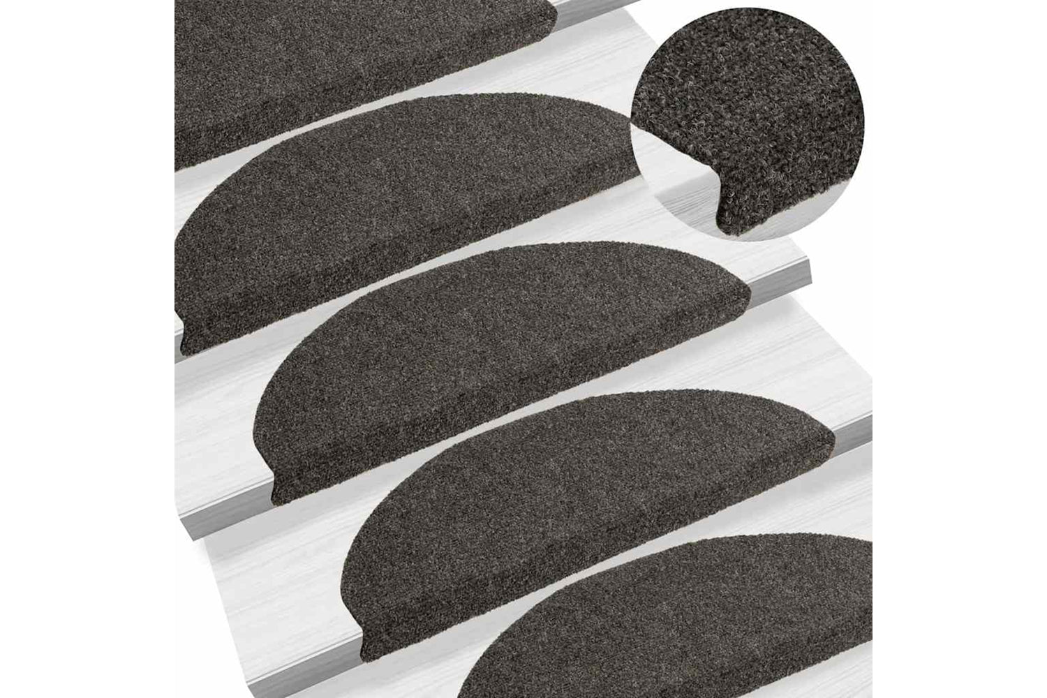 Vidaxl Self-adhesive Stair Mats 10pcs Anthracite 65x21x4cm Needle Punch-5