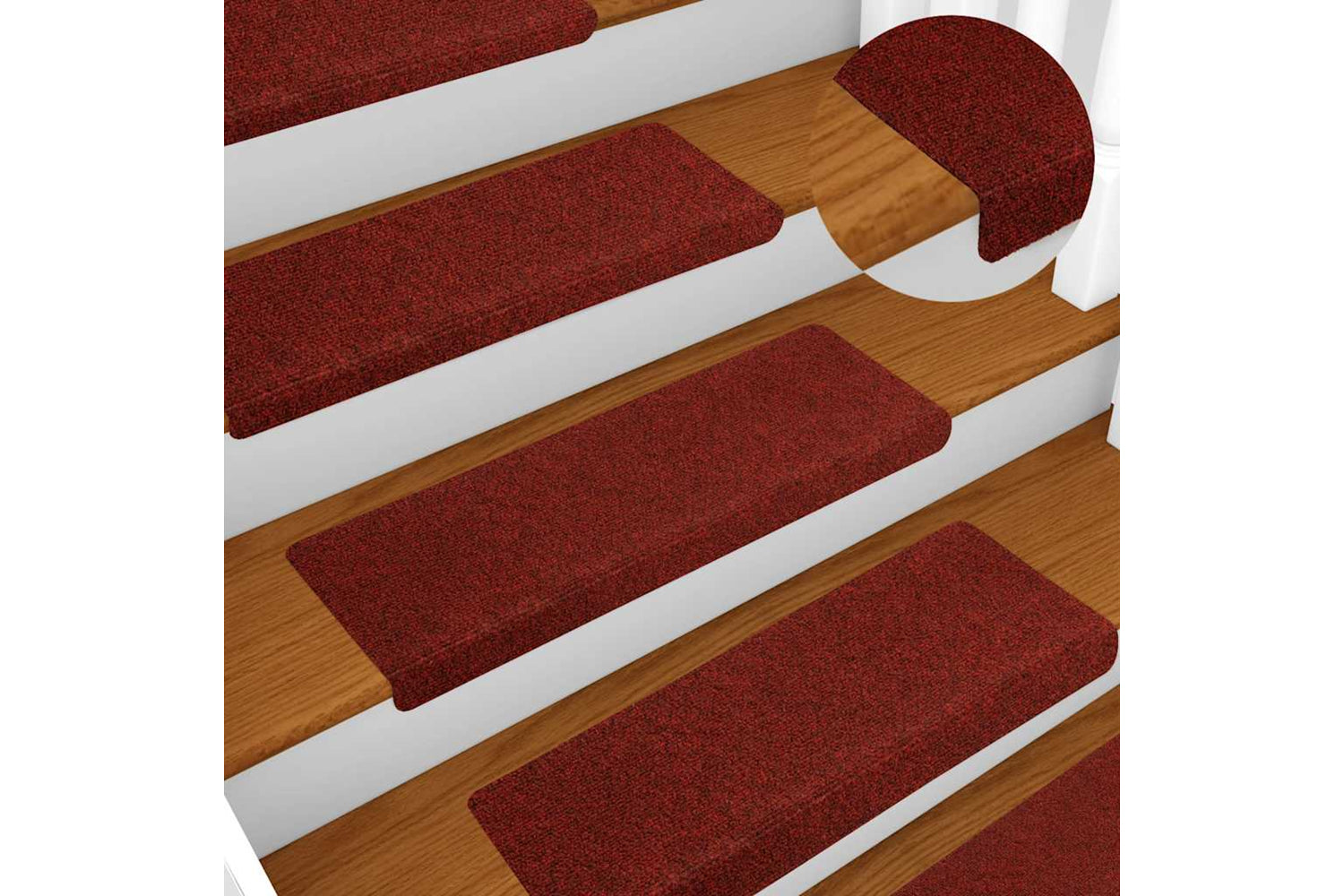 vidaXL Stair Mats 5 Pcs Bordeaux Red 65x21x4cm Needle Punch-5