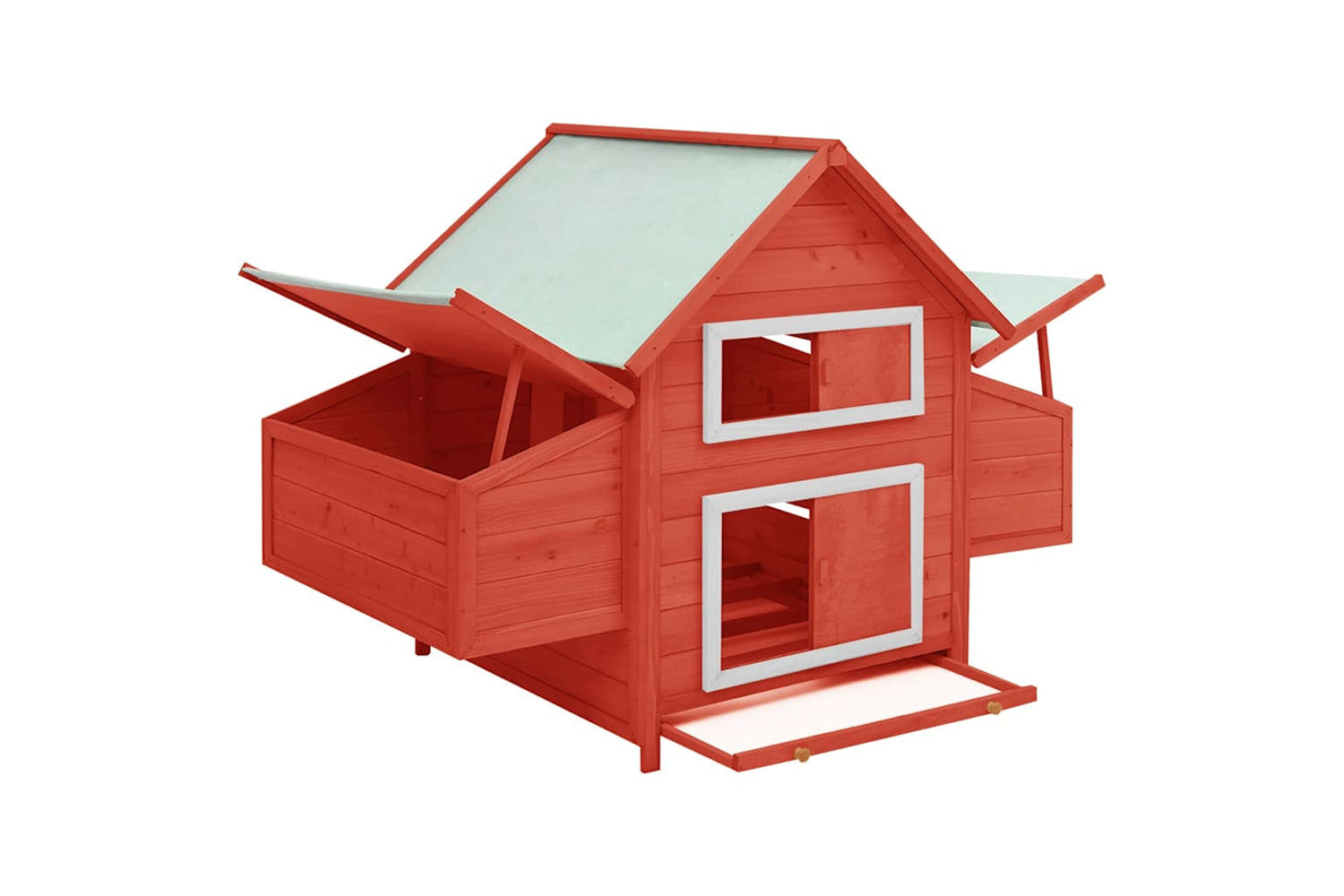 Vidaxl Chicken Coop Red And White 150x96x110 Cm Solid Firwood-2