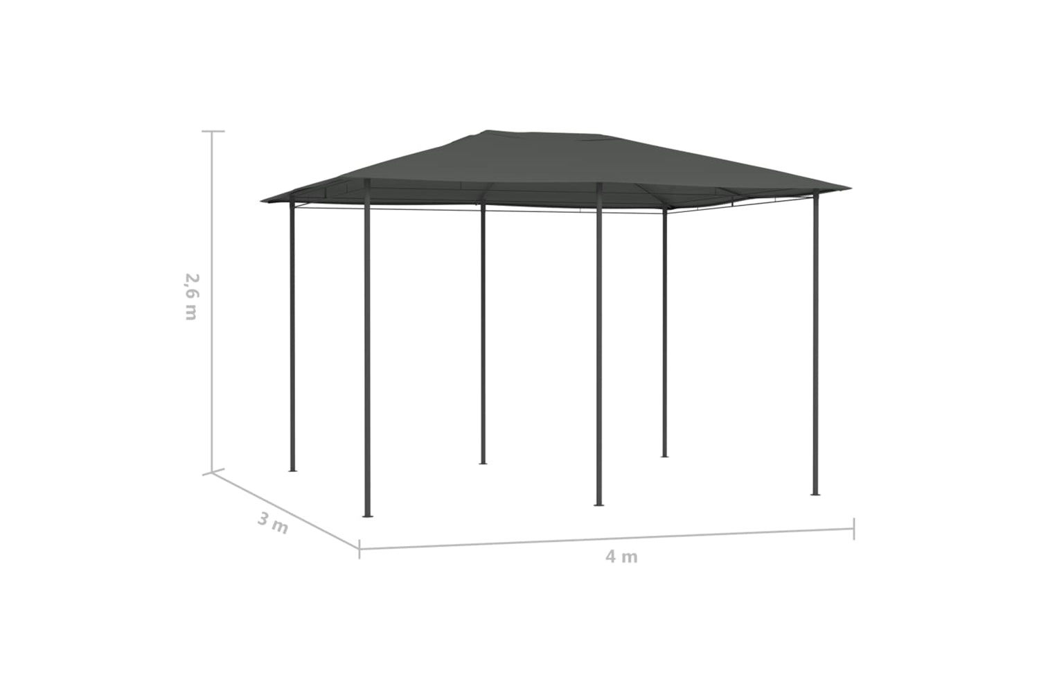Vidaxl 313616 Gazebo 3x4x2.6 M Anthracite 160 G/mâ²-4