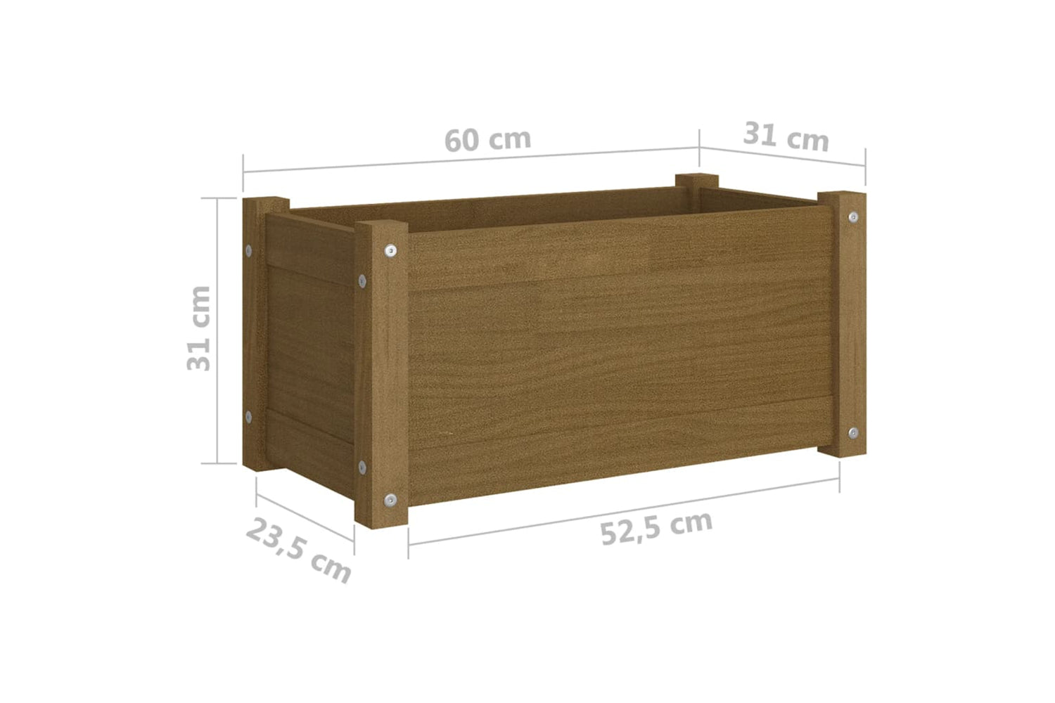 vidaXL 810710 Garden Planter Honey Brown 60x31x31cm Solid Pinewood-7