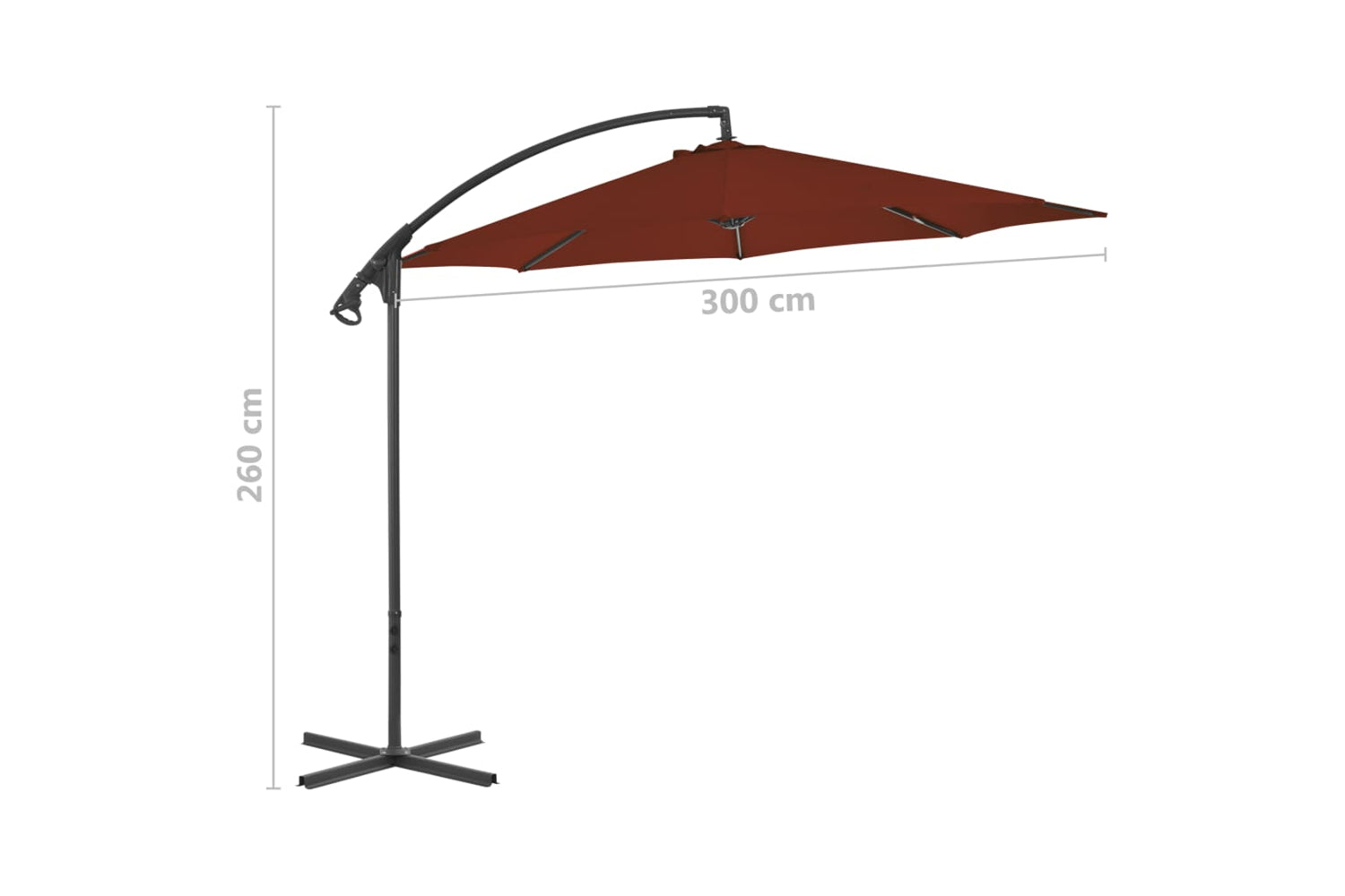 vidaXL 312507 Cantilever Umbrella With Steel Pole 300cm Terracotta-7