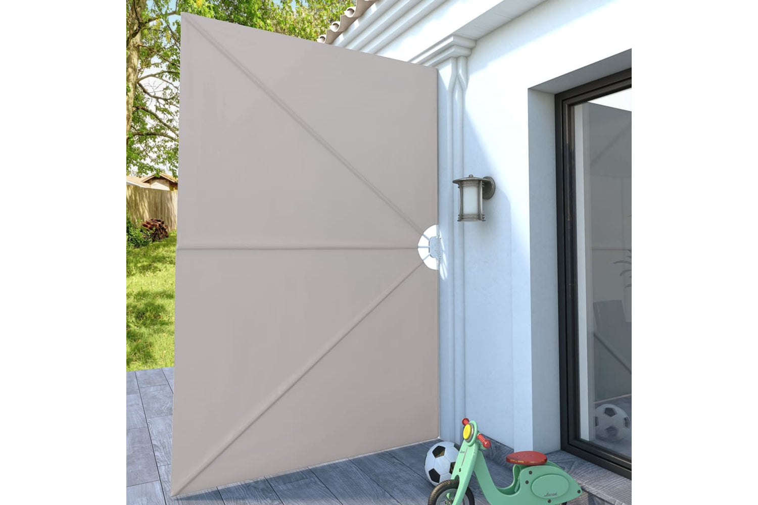 vidaXL 44569 Collapsible Terrace Side Awning Cream 300x200cm-2