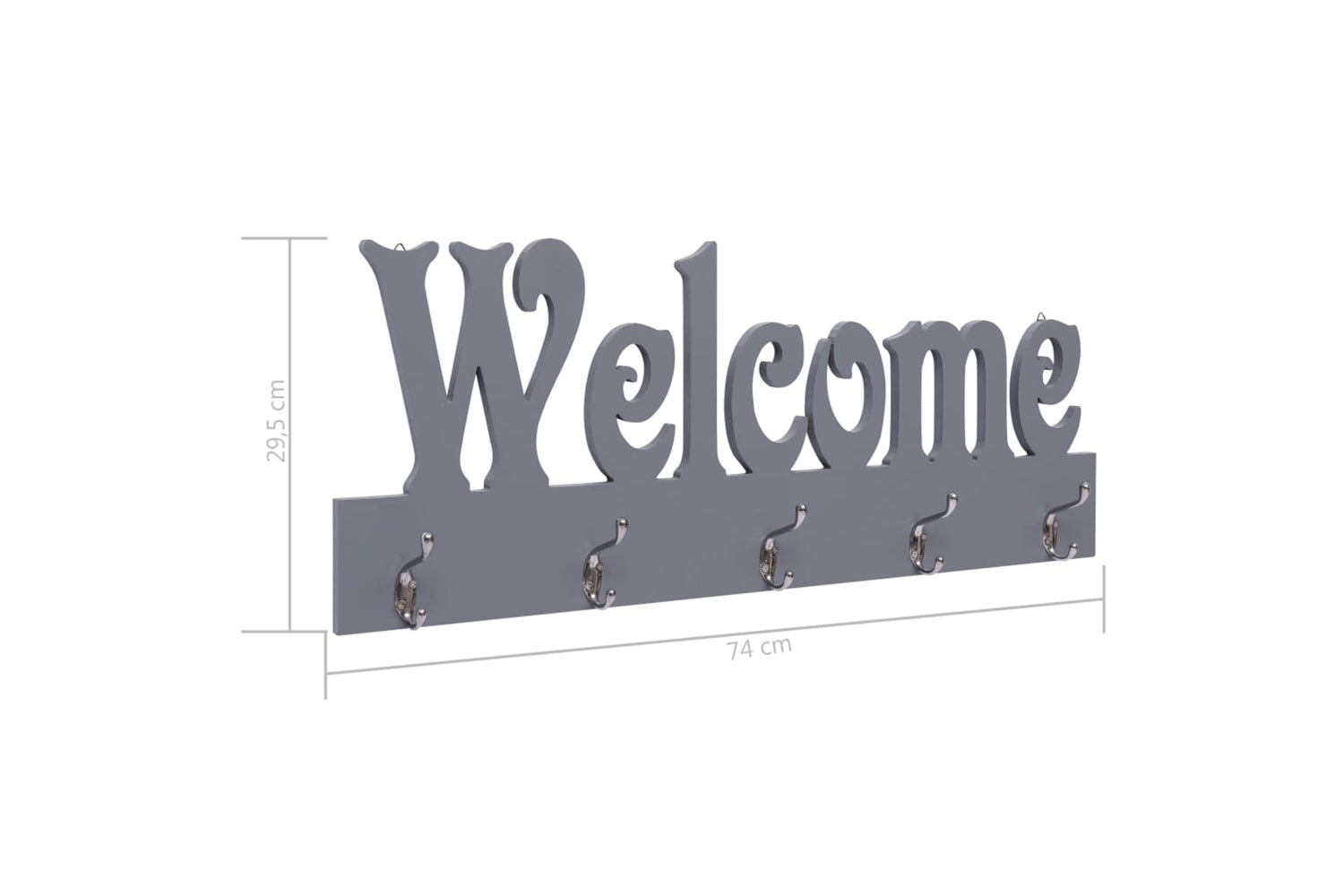 vidaXL 284248 Wall Mounted Coat Rack Welcome Grey 74x29.5cm-6