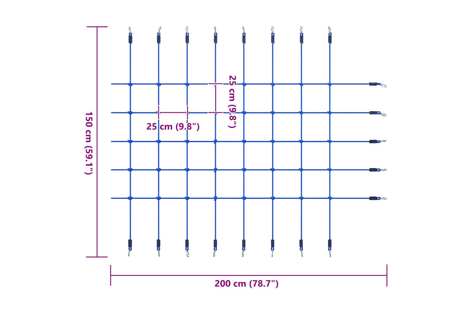 Vidaxl Climbing Net 200x150 Cm Blue-5