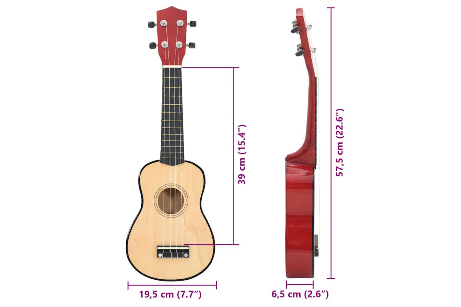 vidaXL 70151 Soprano Ukulele Set With Bag For Kids Light Wood 23"-9