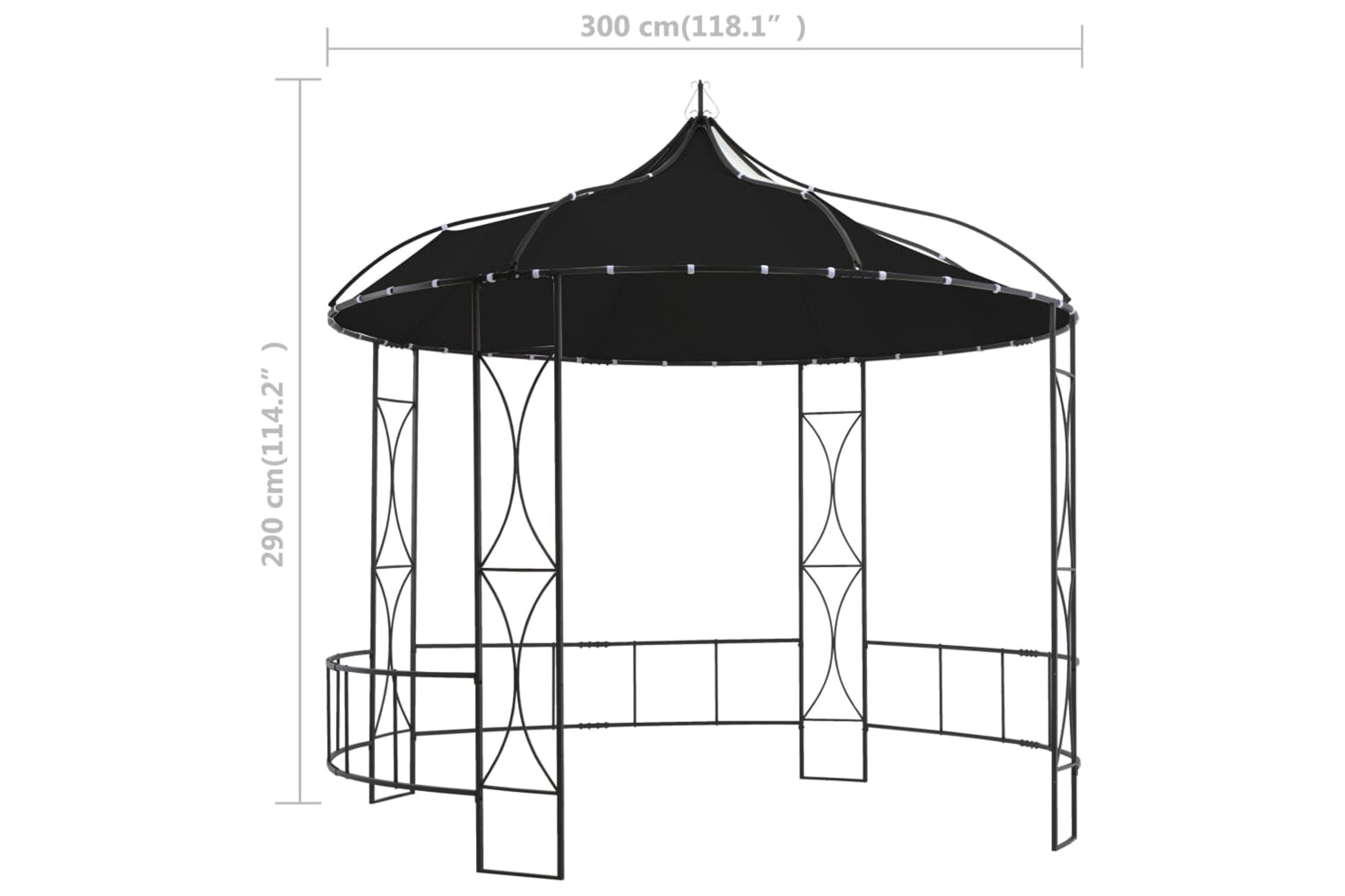 vidaXL 310031 Gazebo 300x290cm Anthracite Round-6