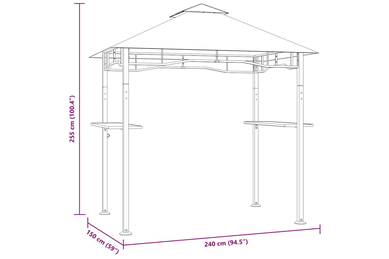 vidaXL 48602 Bbq Gazebo 240x150x255cm Anthracite Steel-7