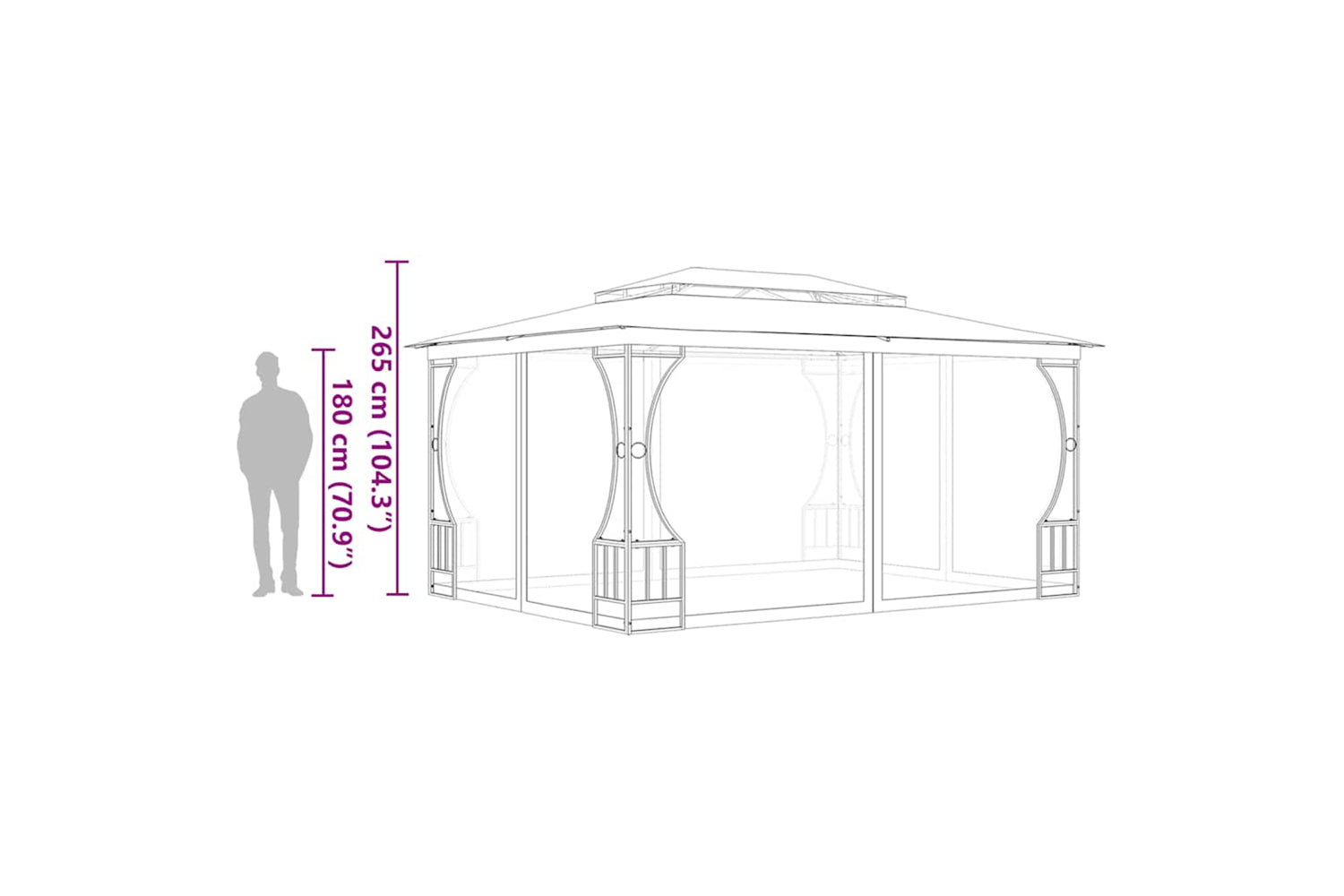 vidaXL 48596 Gazebo With Nets 300x400x265cm Cream-5