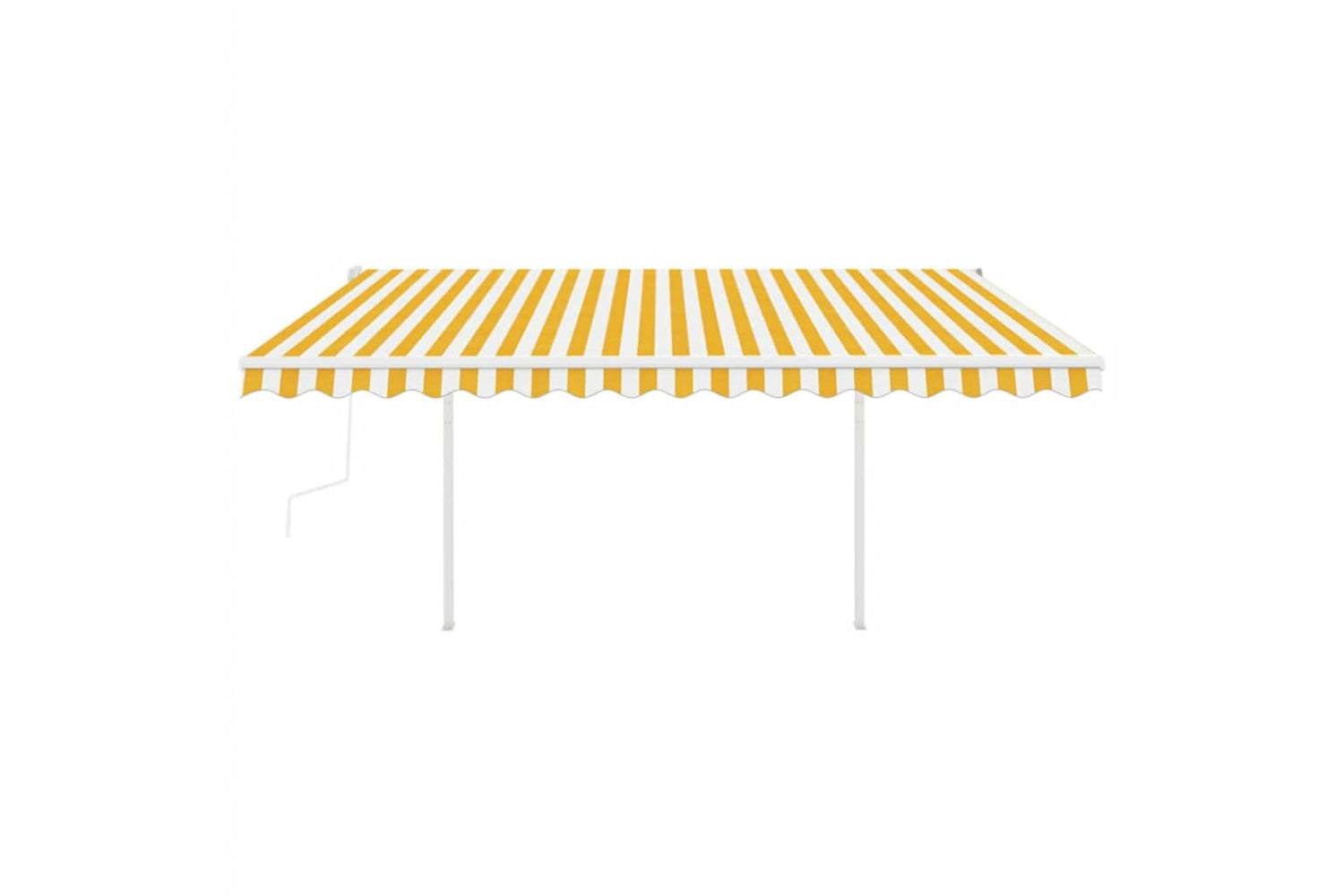 Vidaxl 3070018 Manual Retractable Awning With Posts 4x3.5 M Yellow And White-3