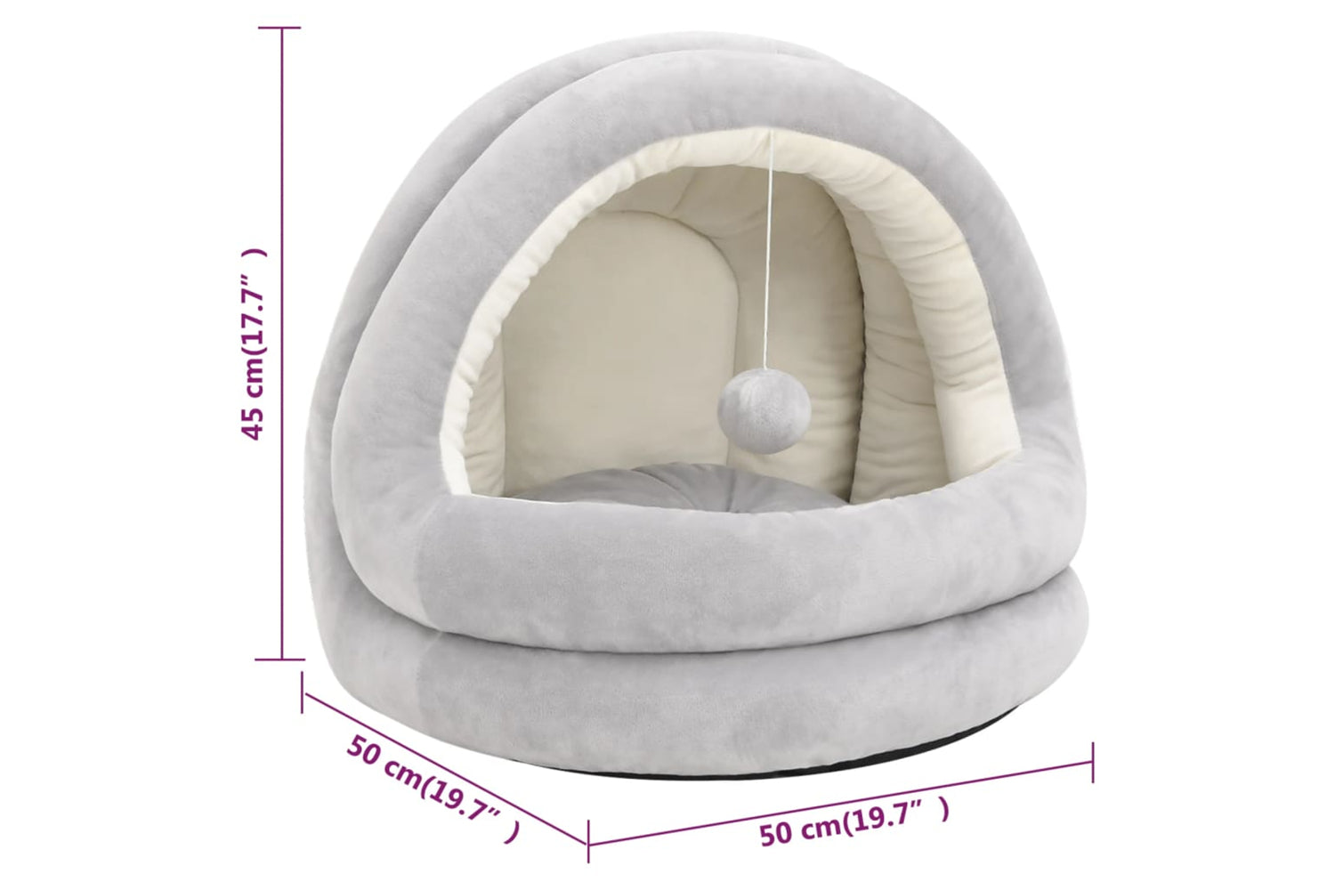 vidaXL 171398 Cat Bed 50x50x45cm Grey And Cream-6
