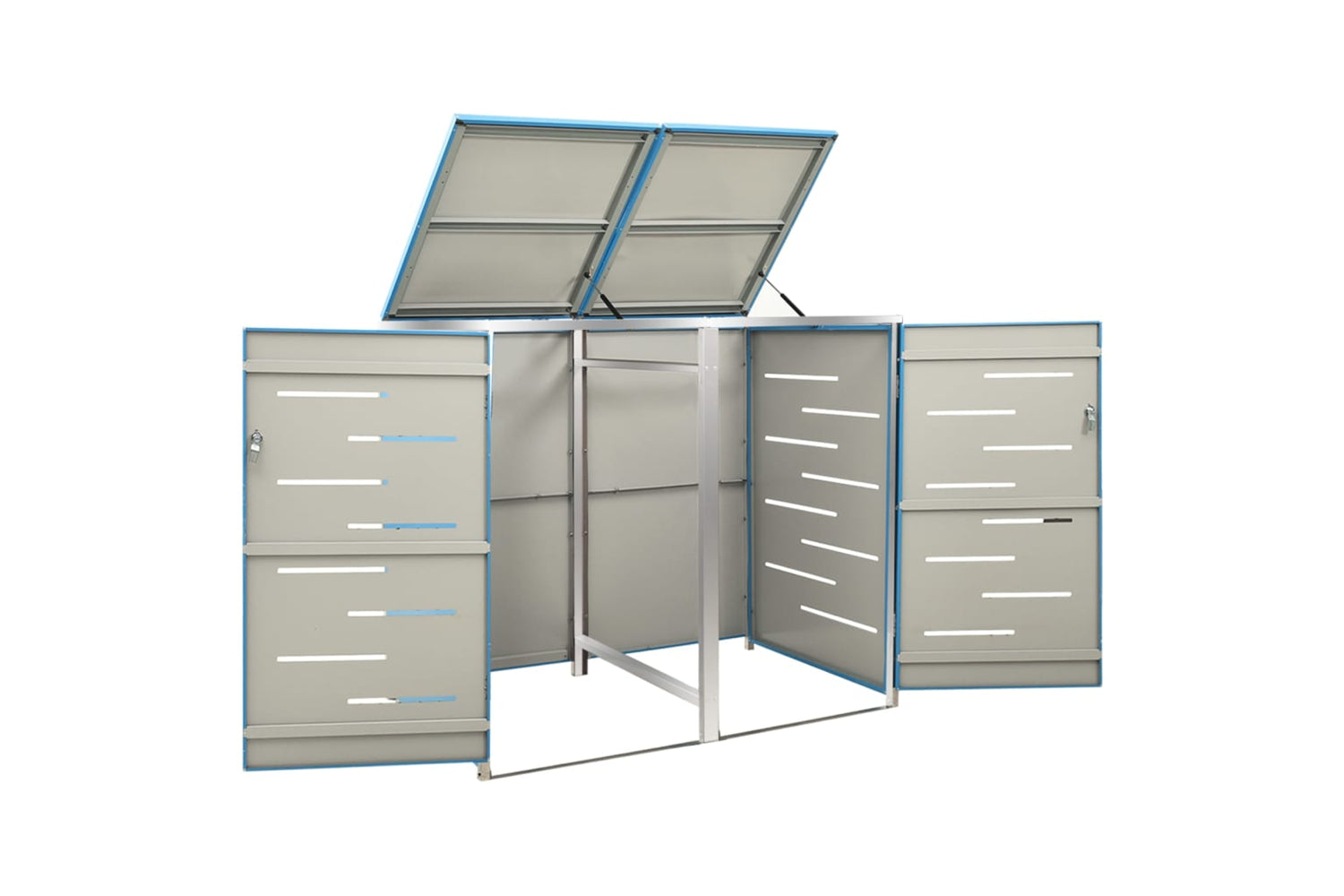 vidaXL Double Wheelie Bin Shed 138x77.5x112.5cm Stainless Steel-3