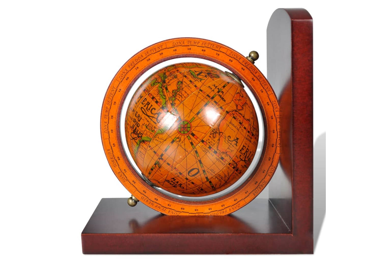 Vidaxl 240729 Bookstand World Map Globe Bookend Classic A Pair-4