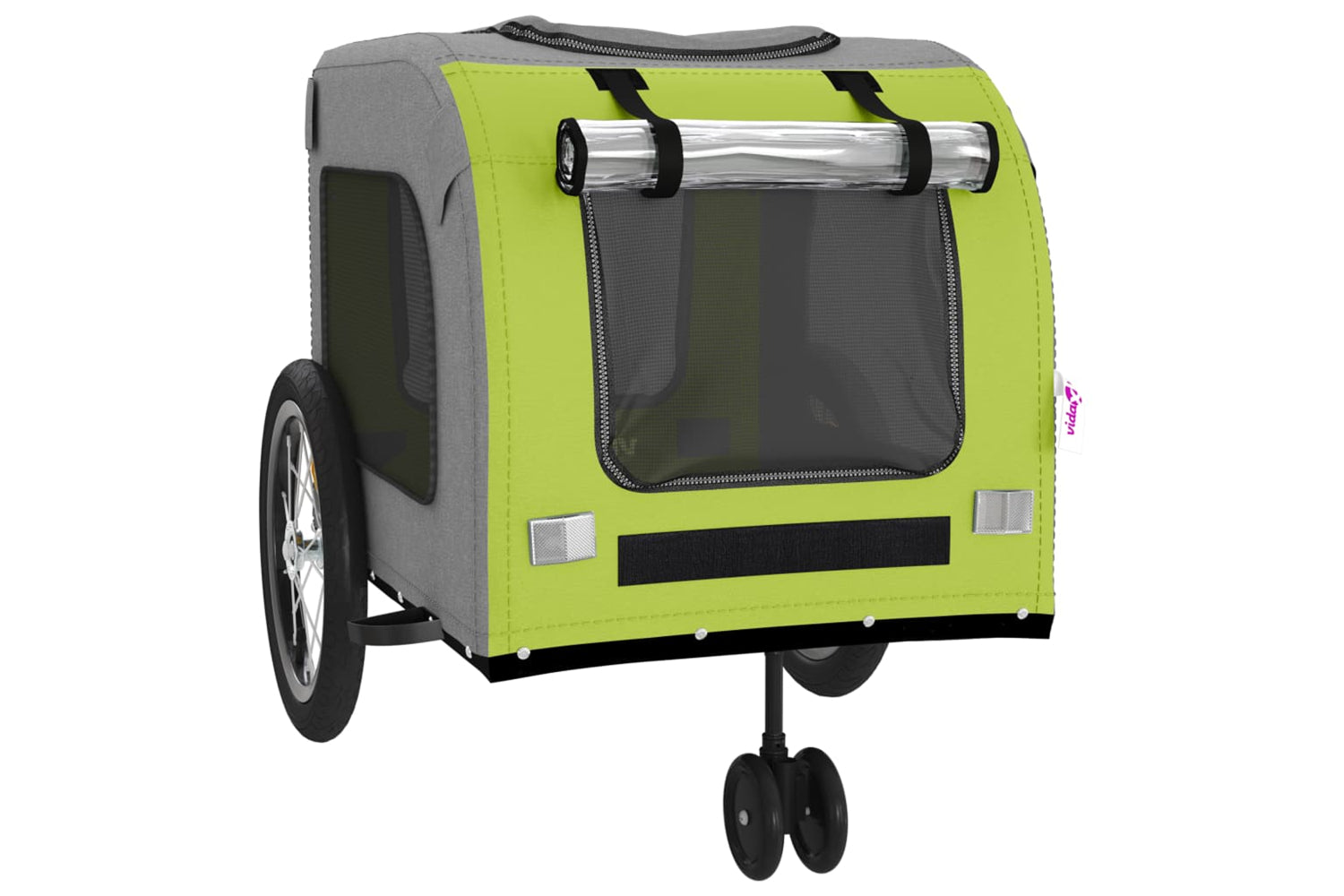 Vidaxl 93857 Pet Bike Trailer Green And Grey Oxford Fabric And Iron-4