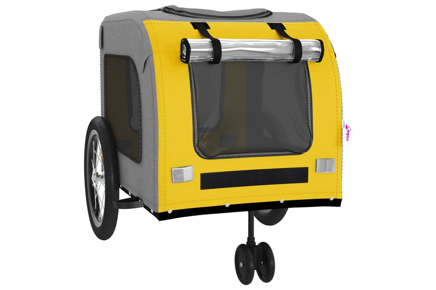 Vidaxl 93854 Pet Bike Trailer Yellow And Grey Oxford Fabric And Iron-4