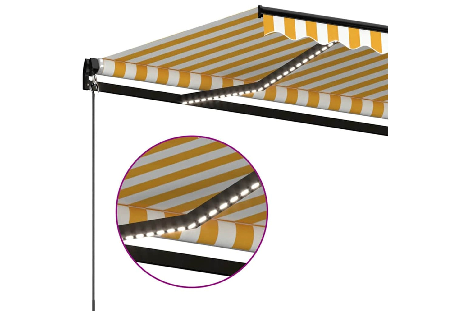 Vidaxl Manual Retractable Awning With Led 350x250 Cm Yellow And White-4
