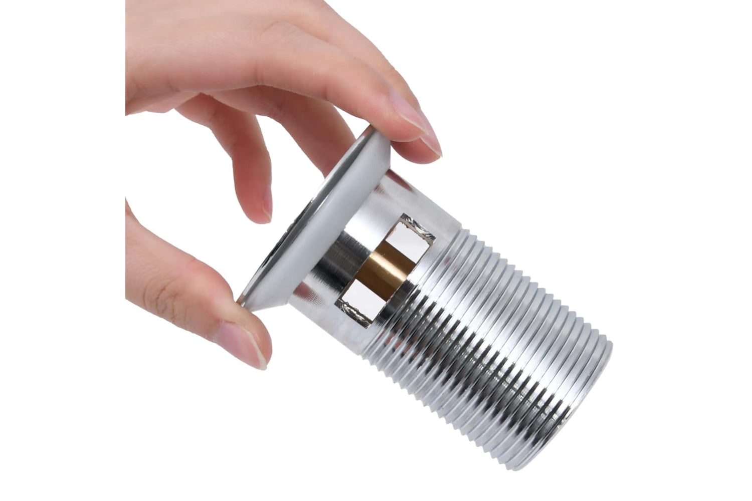 vidaXL 149064 Push Drain Without Overflow Function Silver 6.4x6.4x9.1cm-5